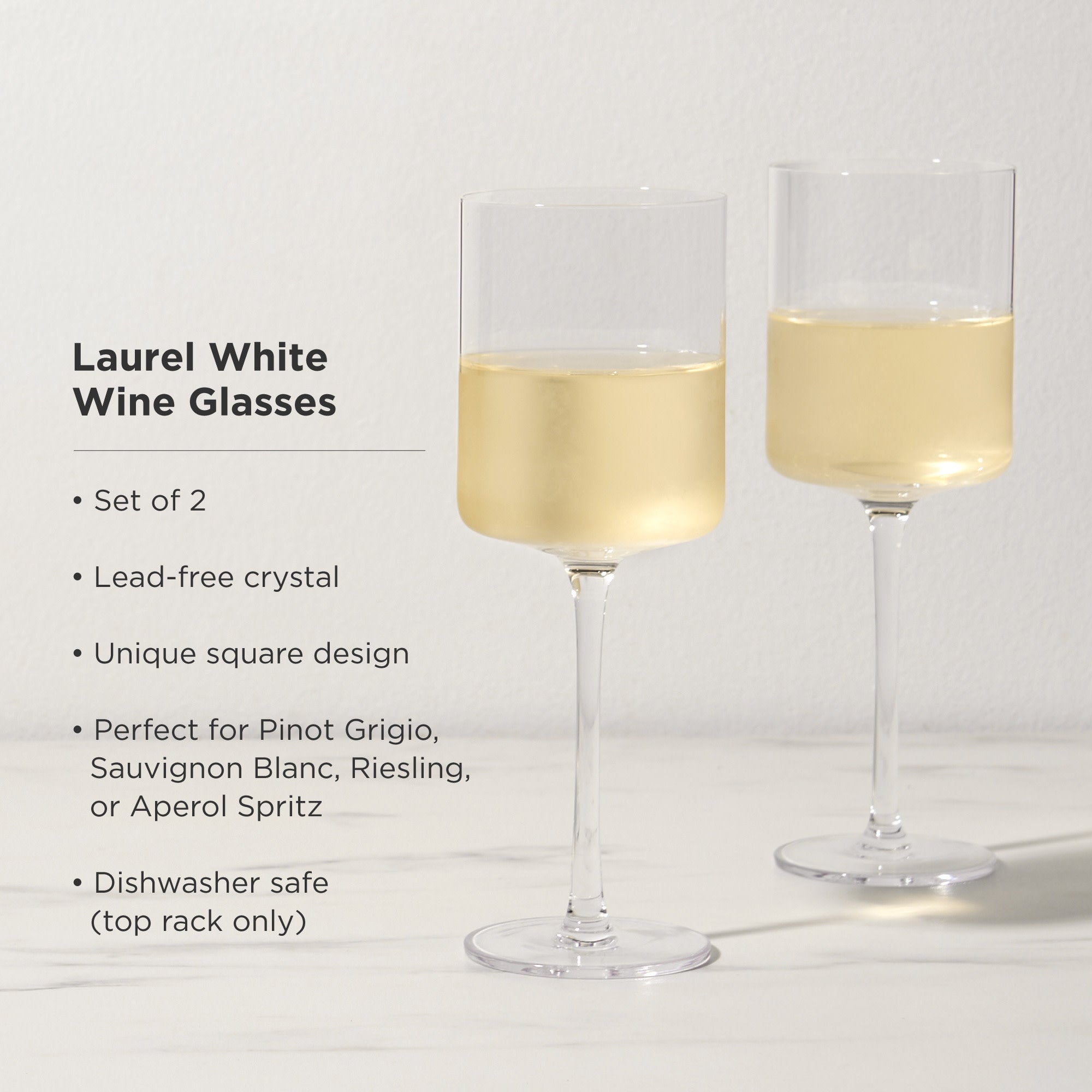 Laurel Crystal White Wine Glasses Set of 2 - Decor Addict, LLC