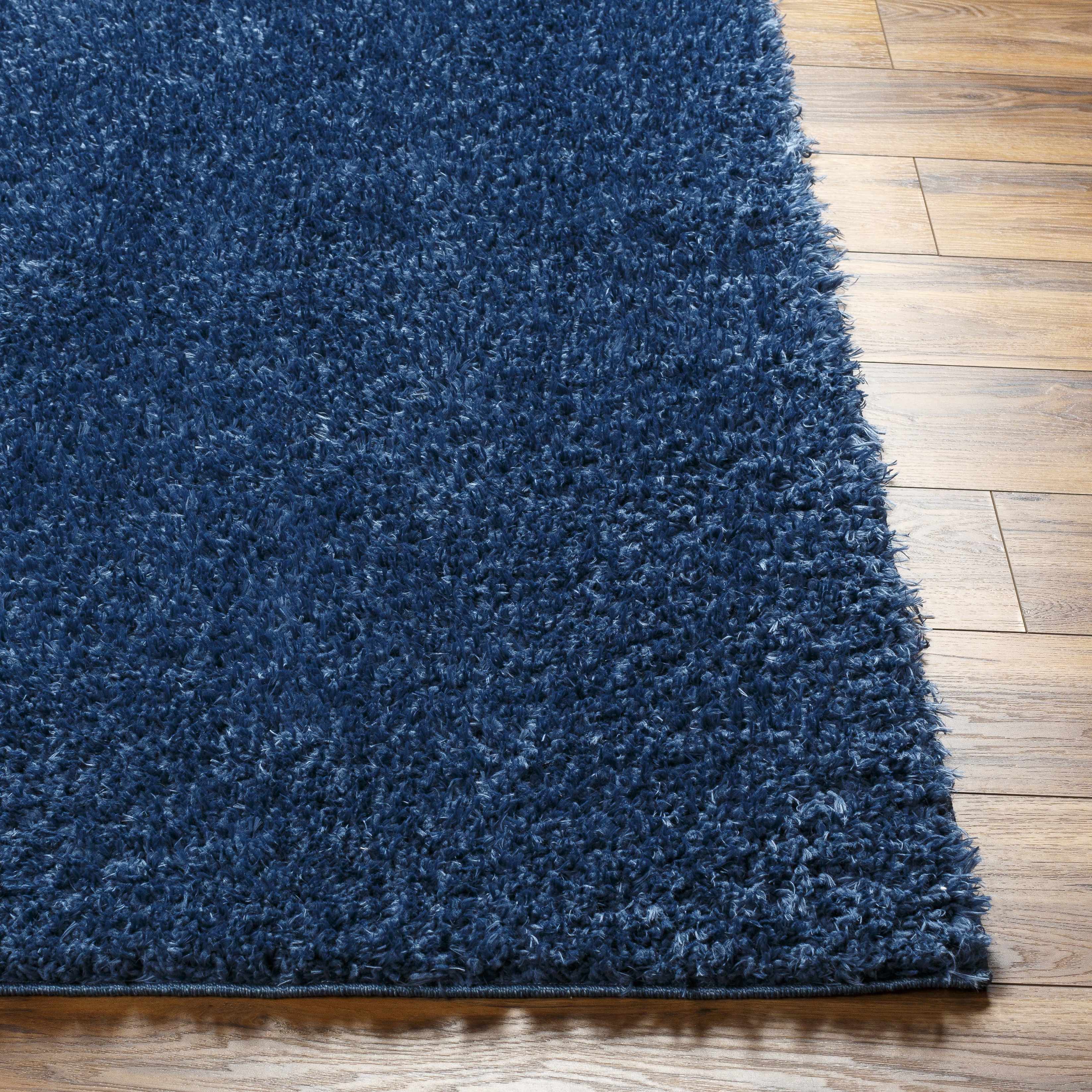 Faina Solid Dark Blue Shag Rug Washable - Decor Addict, LLC