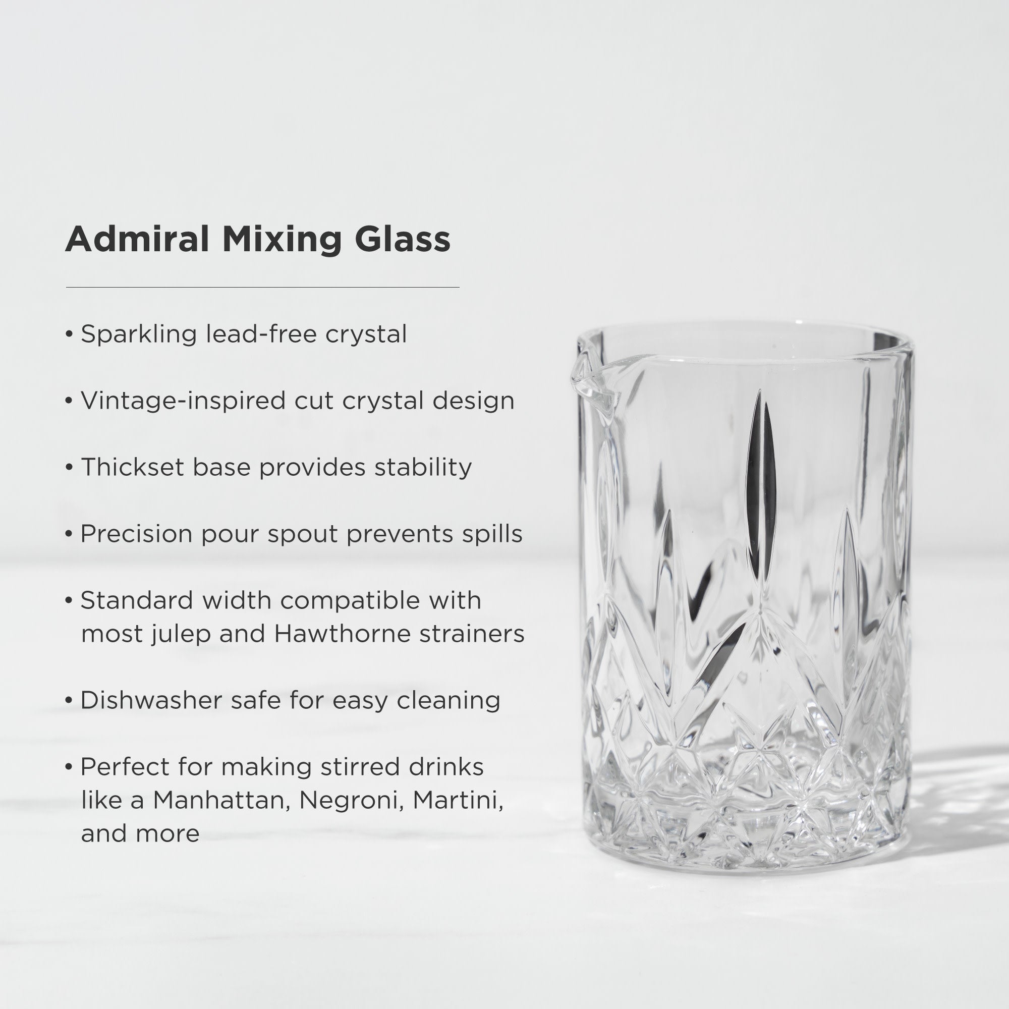 Admiral Crystal Mixing Glass - Decor Addict, LLC