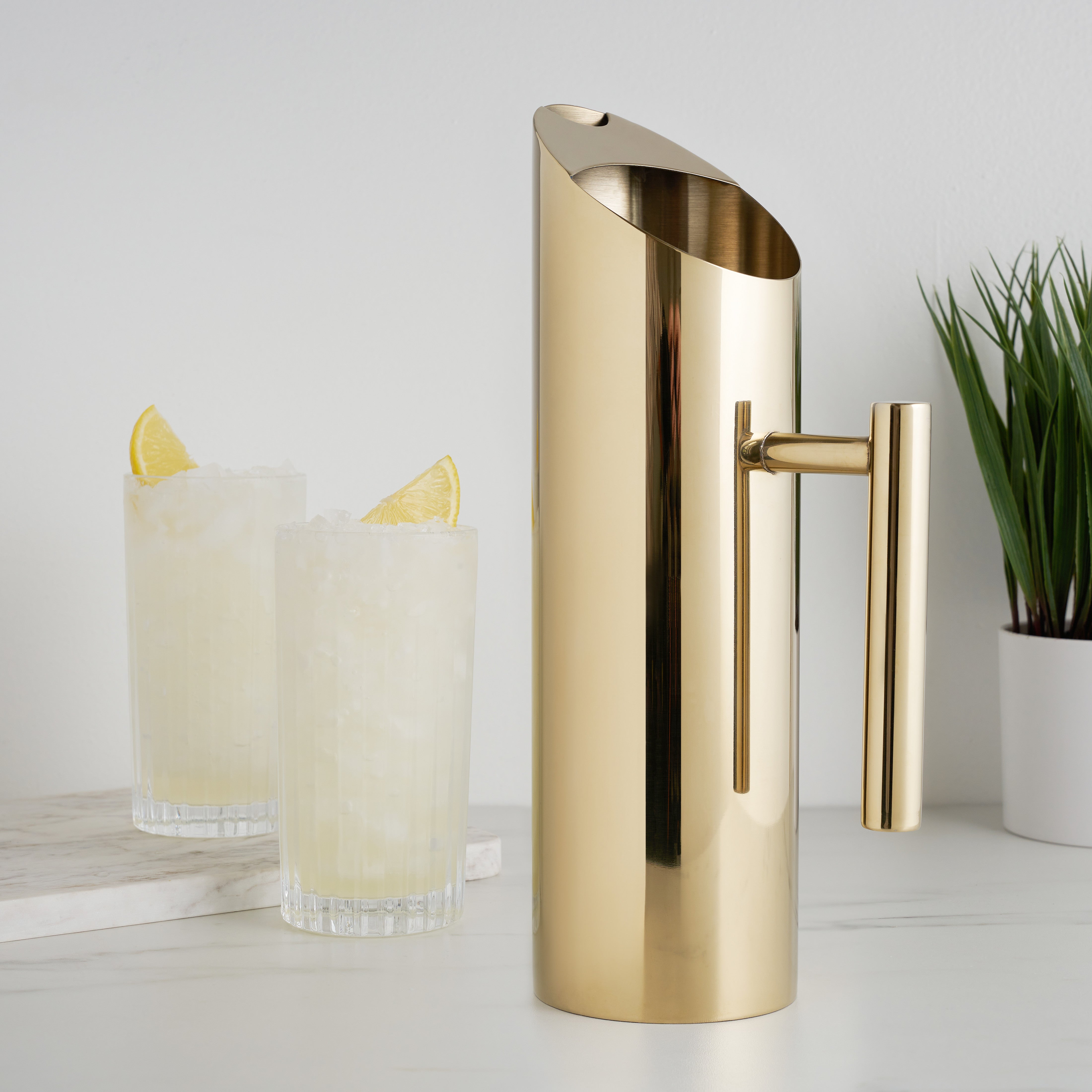 Modern Stainless Steel Pitcher in Gold - Decor Addict, LLC