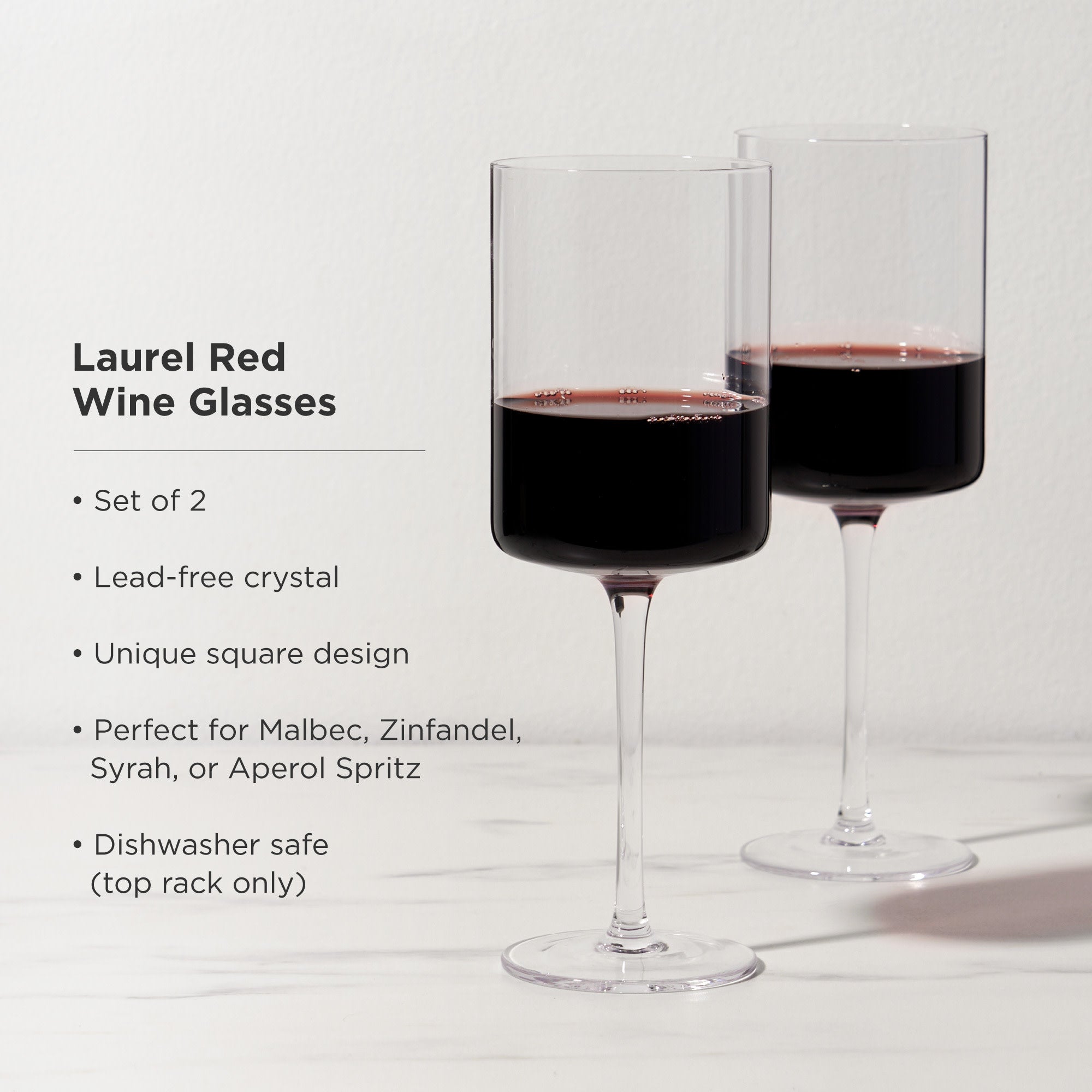 Laurel Crystal Red Wine Glasses Set of 2 - Decor Addict, LLC