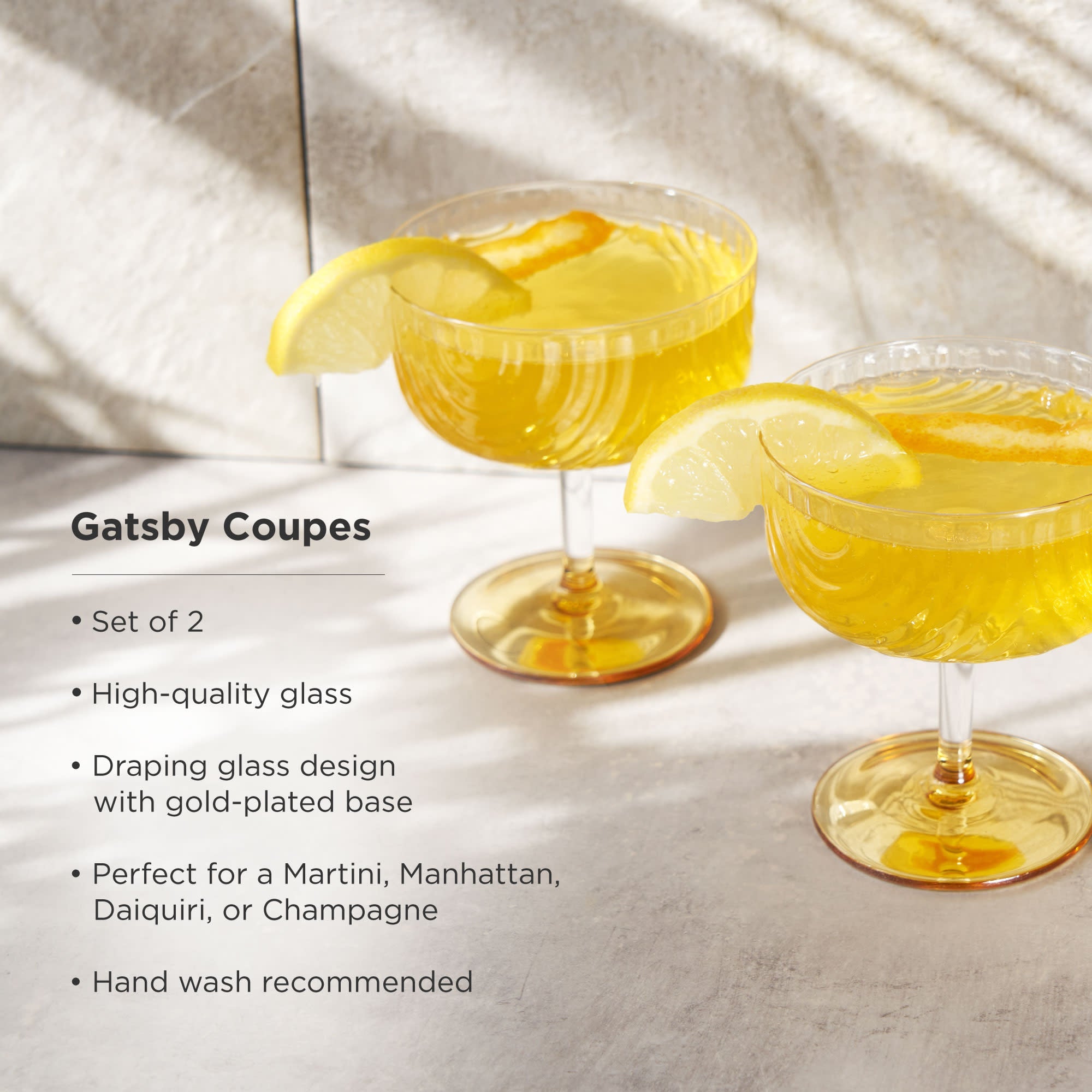 Gatsby Coupe Glasses Set of 2 - Decor Addict, LLC
