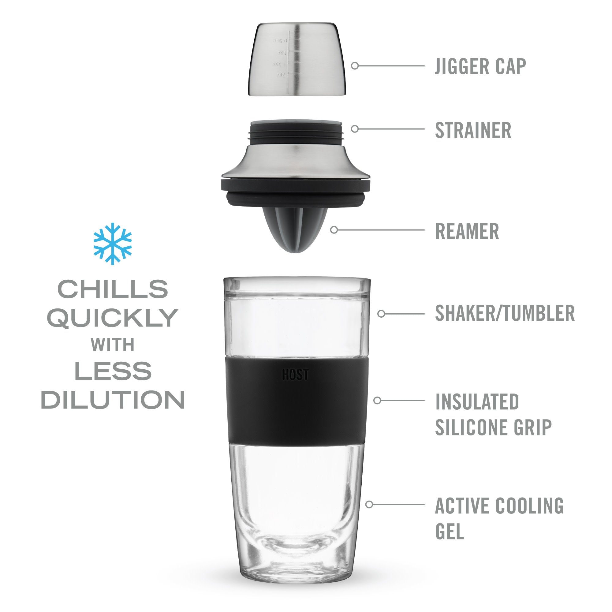 Cocktail Shaker FREEZE™ in Black - Decor Addict, LLC