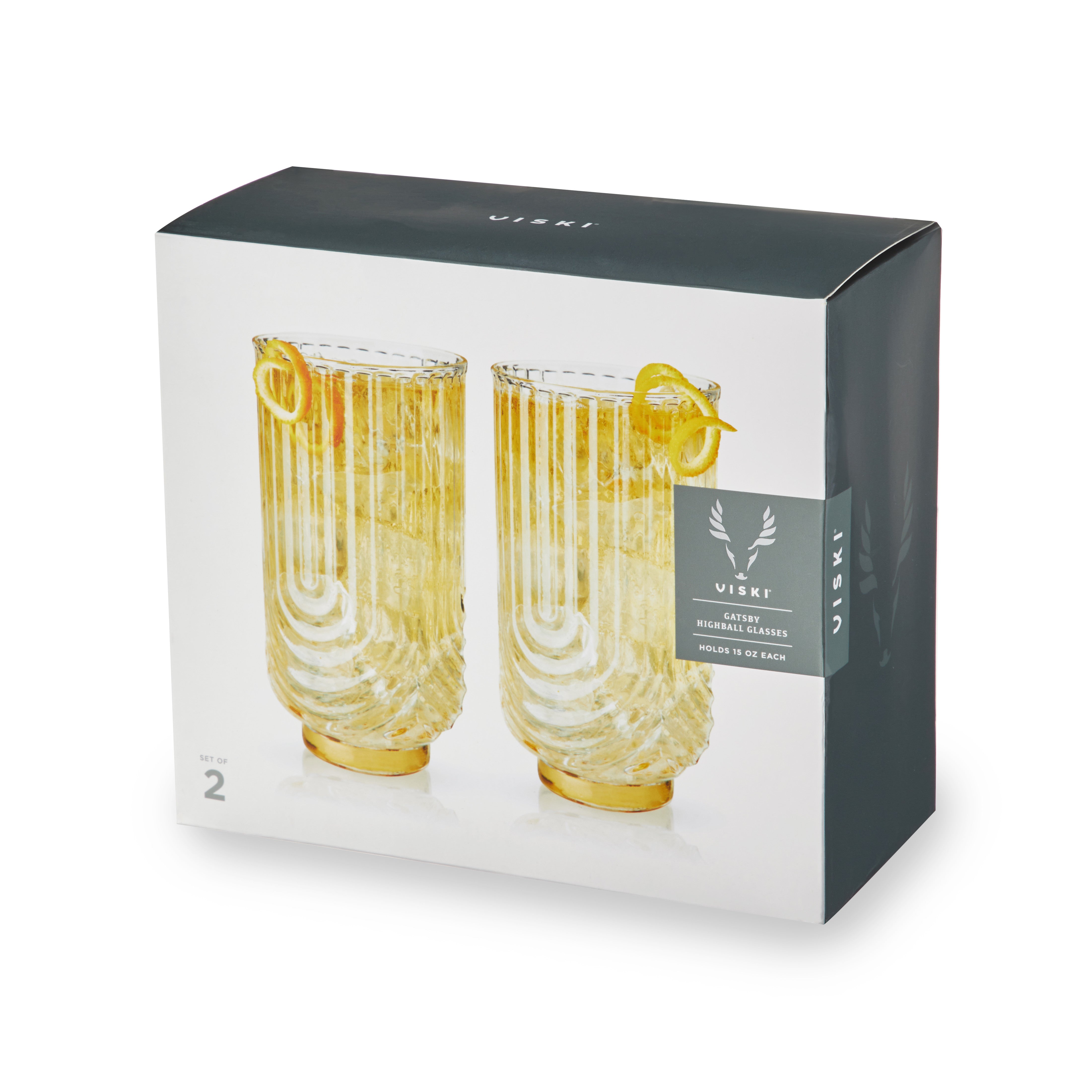 Gatsby Highball Glasses Set of 2 - Decor Addict, LLC