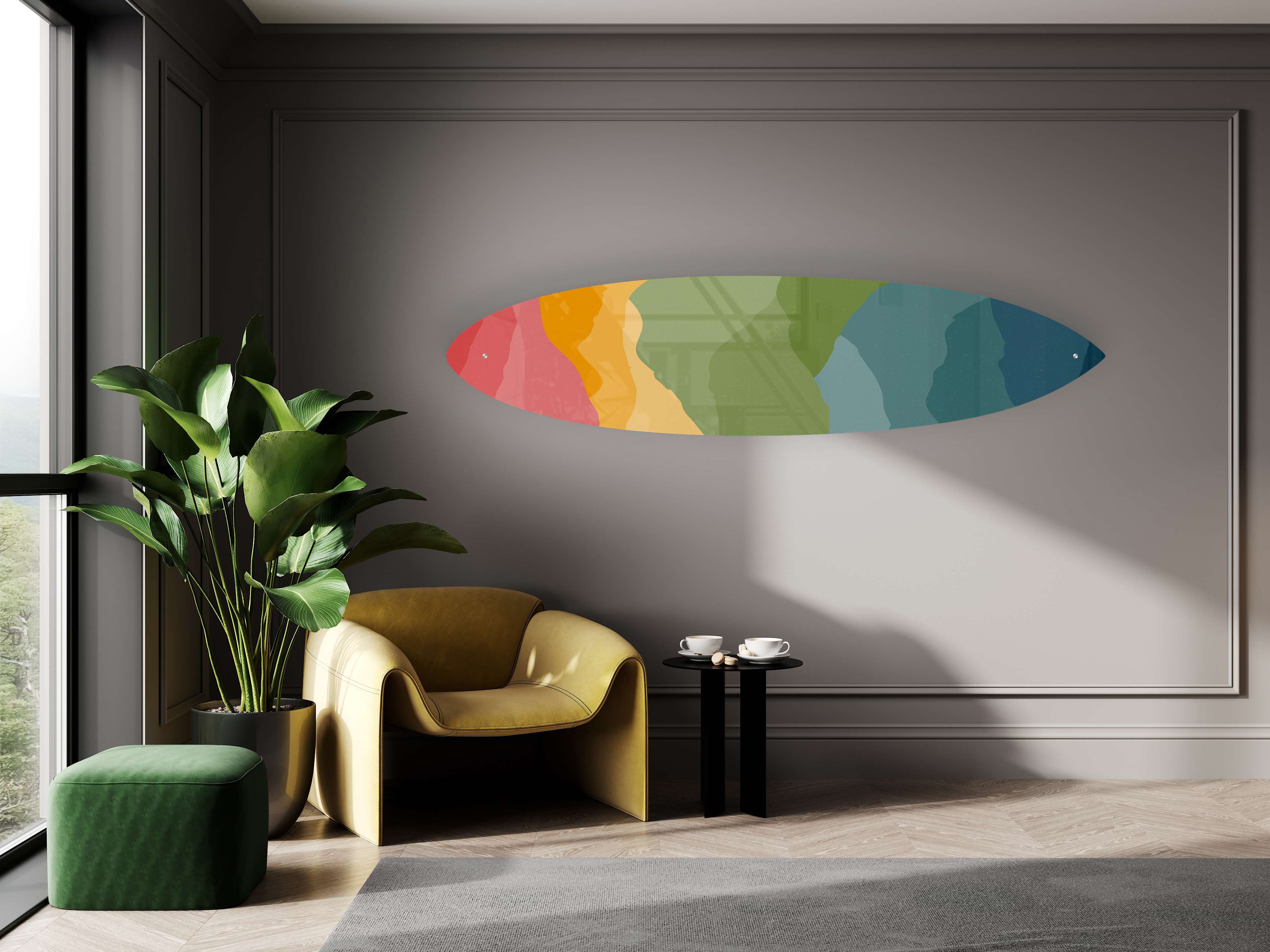 Hills Pattern Acrylic Surfboard Wall Art - Decor Addict, LLC