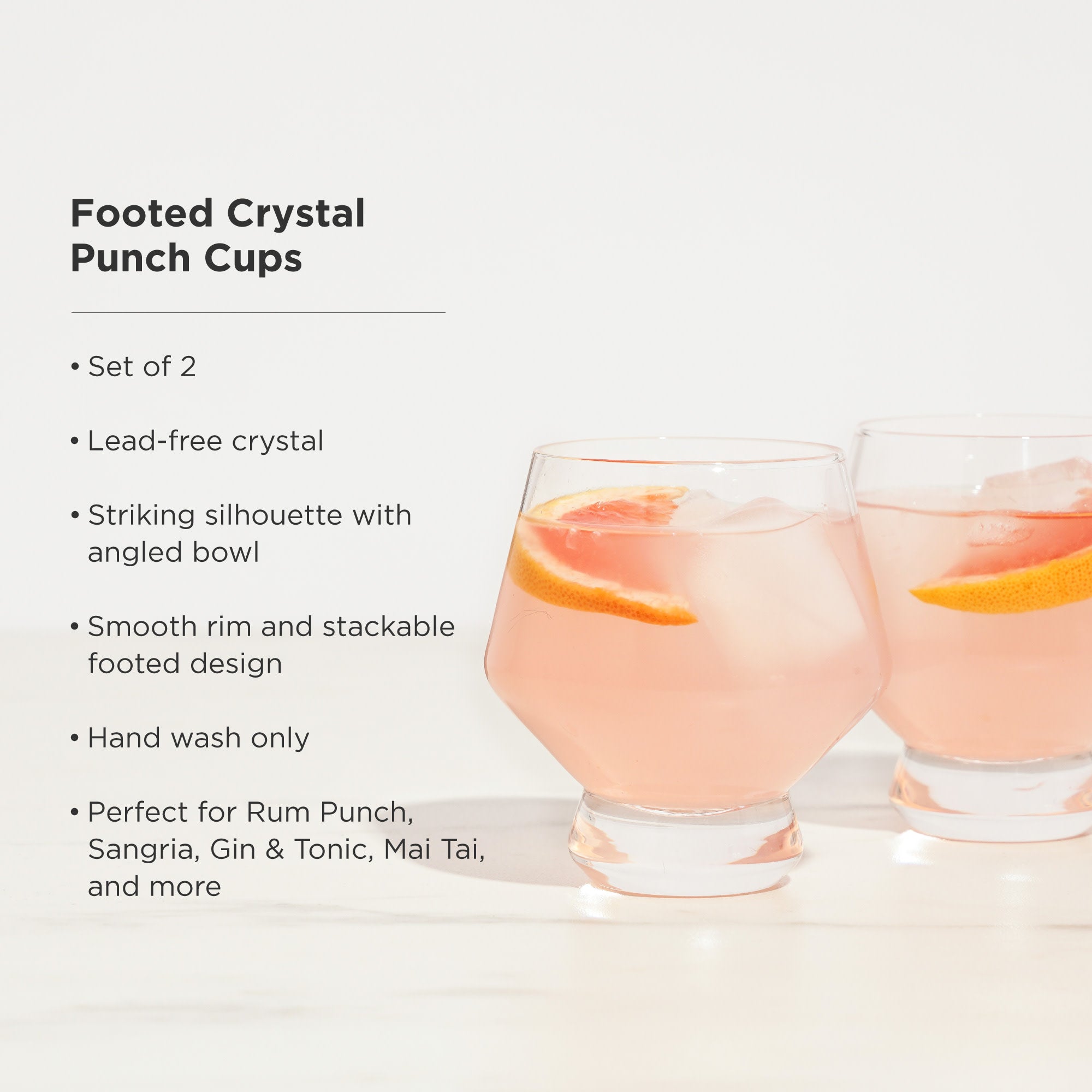 Raye Footed Crystal Punch Glasses Set of 2 - Decor Addict, LLC