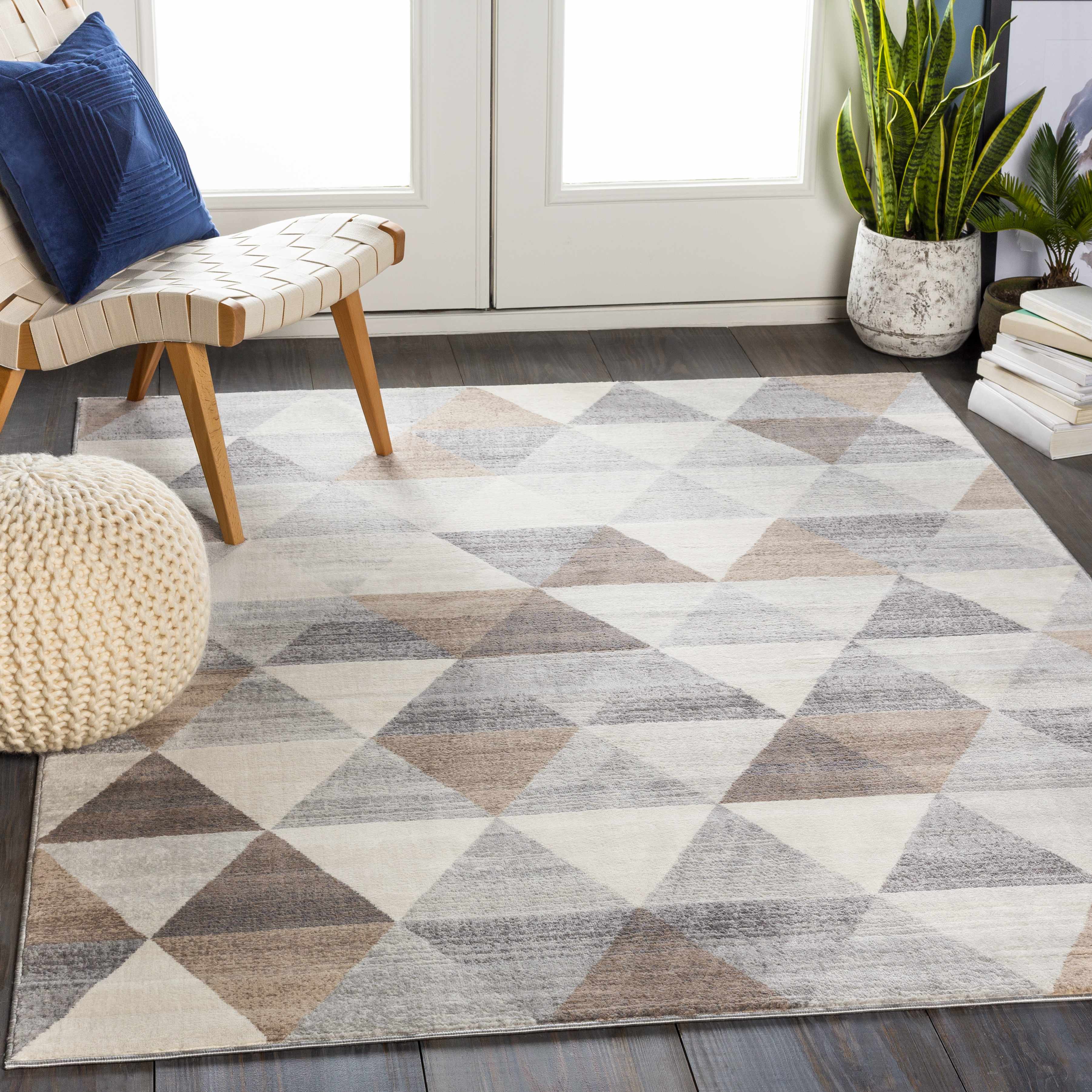 Sells Gray&Brown Triangles Area Carpet - Decor Addict, LLC