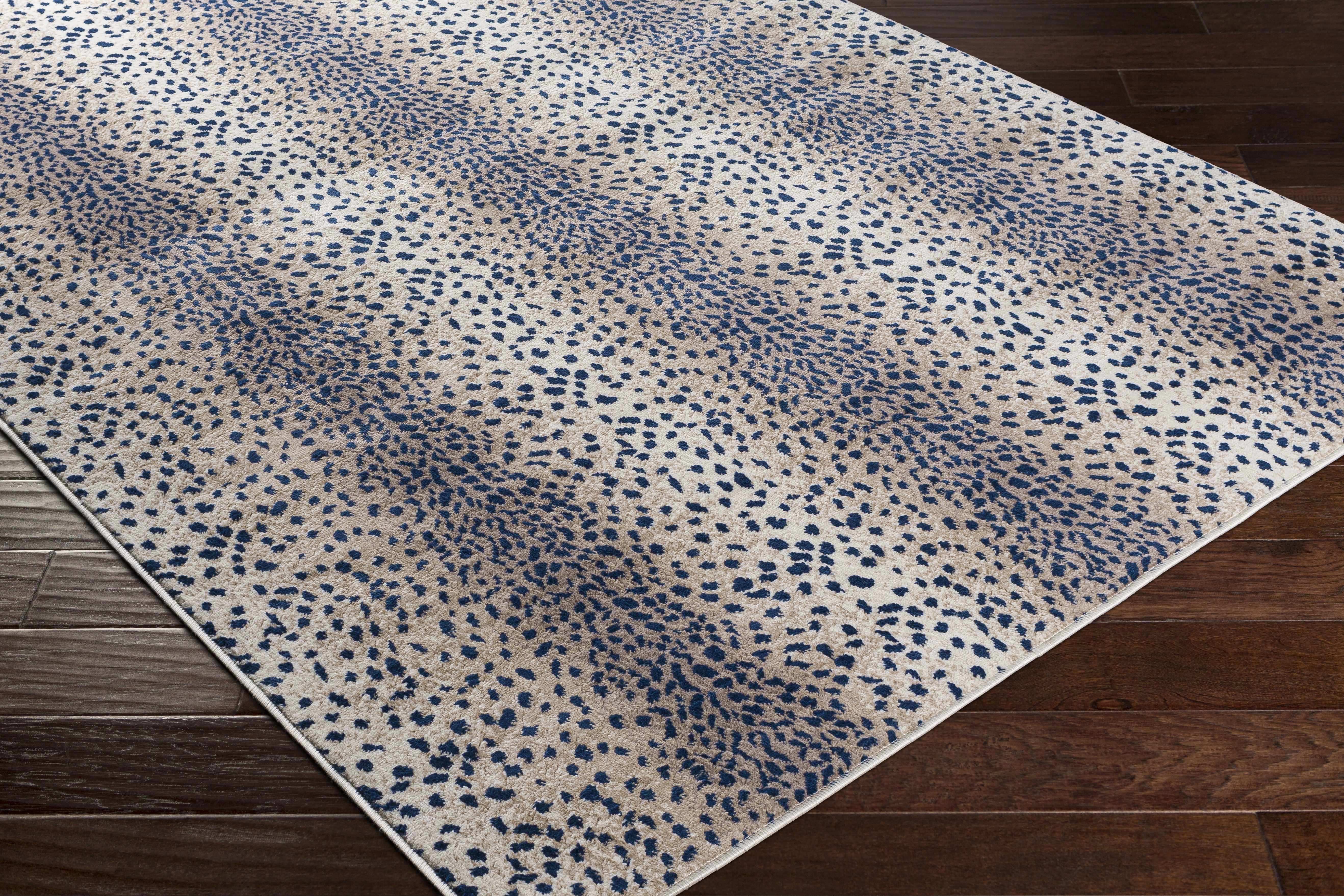 Pointblank Tan & Navy Leopard Print Rug - Decor Addict, LLC