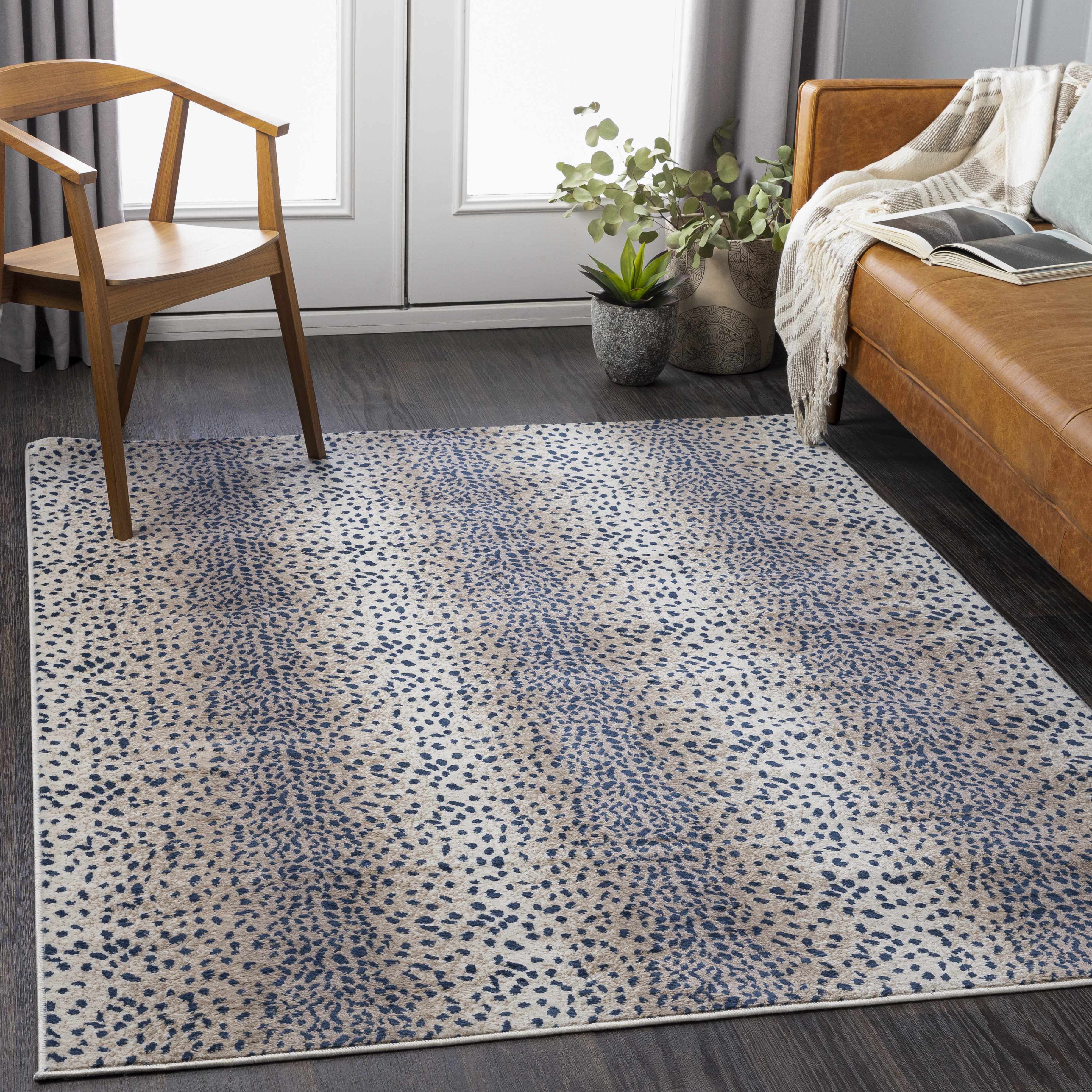 Pointblank Tan & Navy Leopard Print Rug - Decor Addict, LLC
