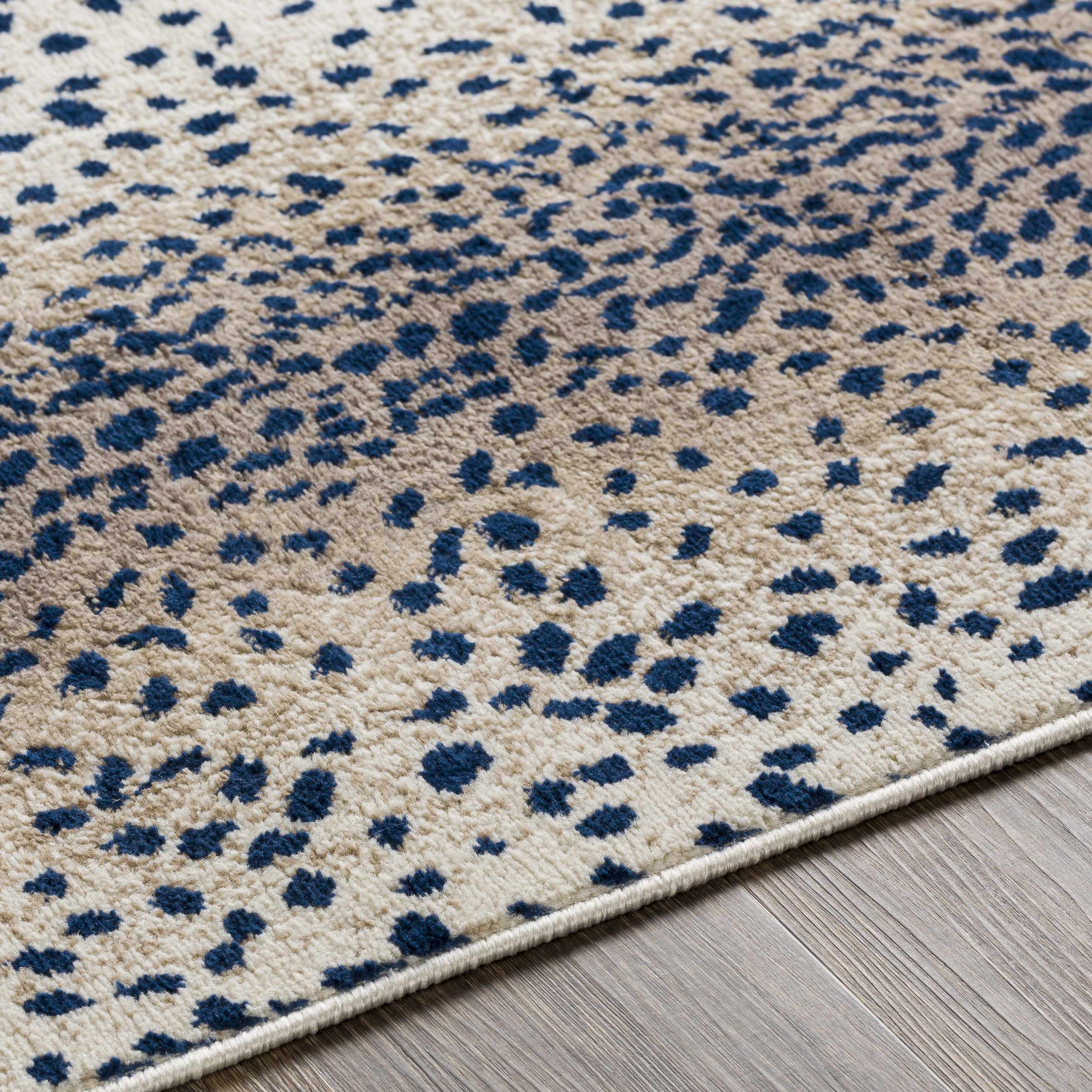 Pointblank Tan & Navy Leopard Print Rug - Decor Addict, LLC