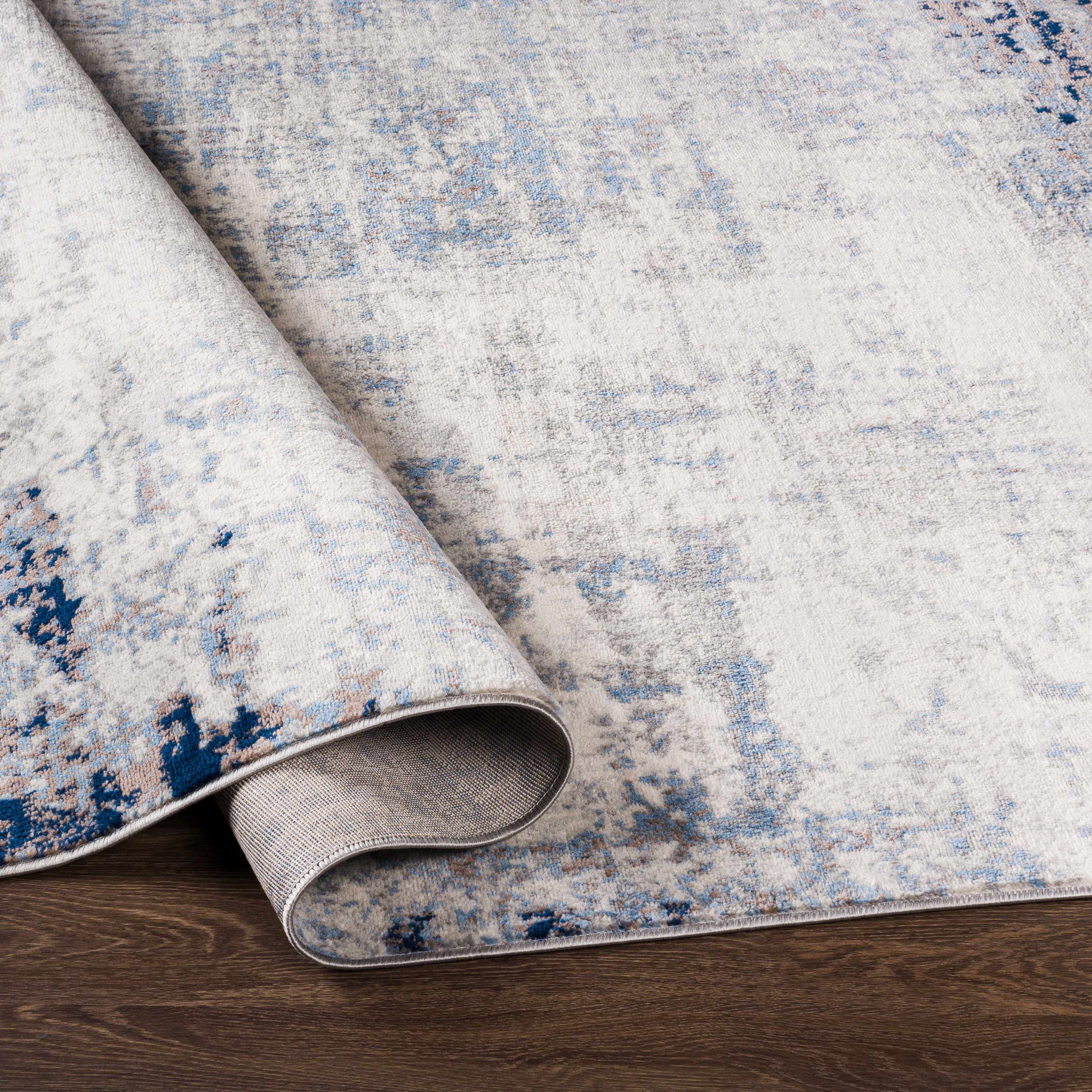 Texanna Abstract Blue/Gray Area Rug - Decor Addict, LLC