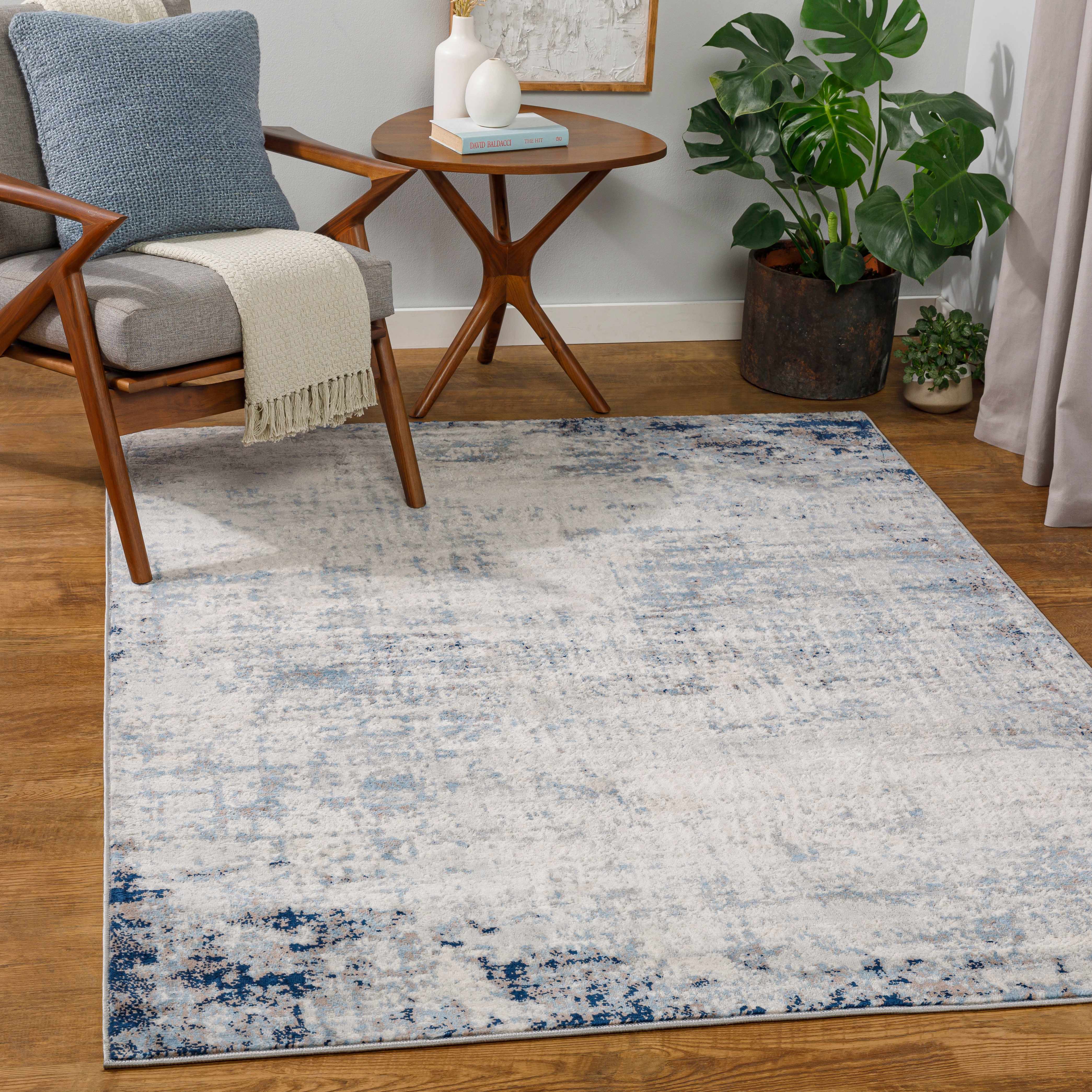 Texanna Abstract Blue/Gray Area Rug - Decor Addict, LLC