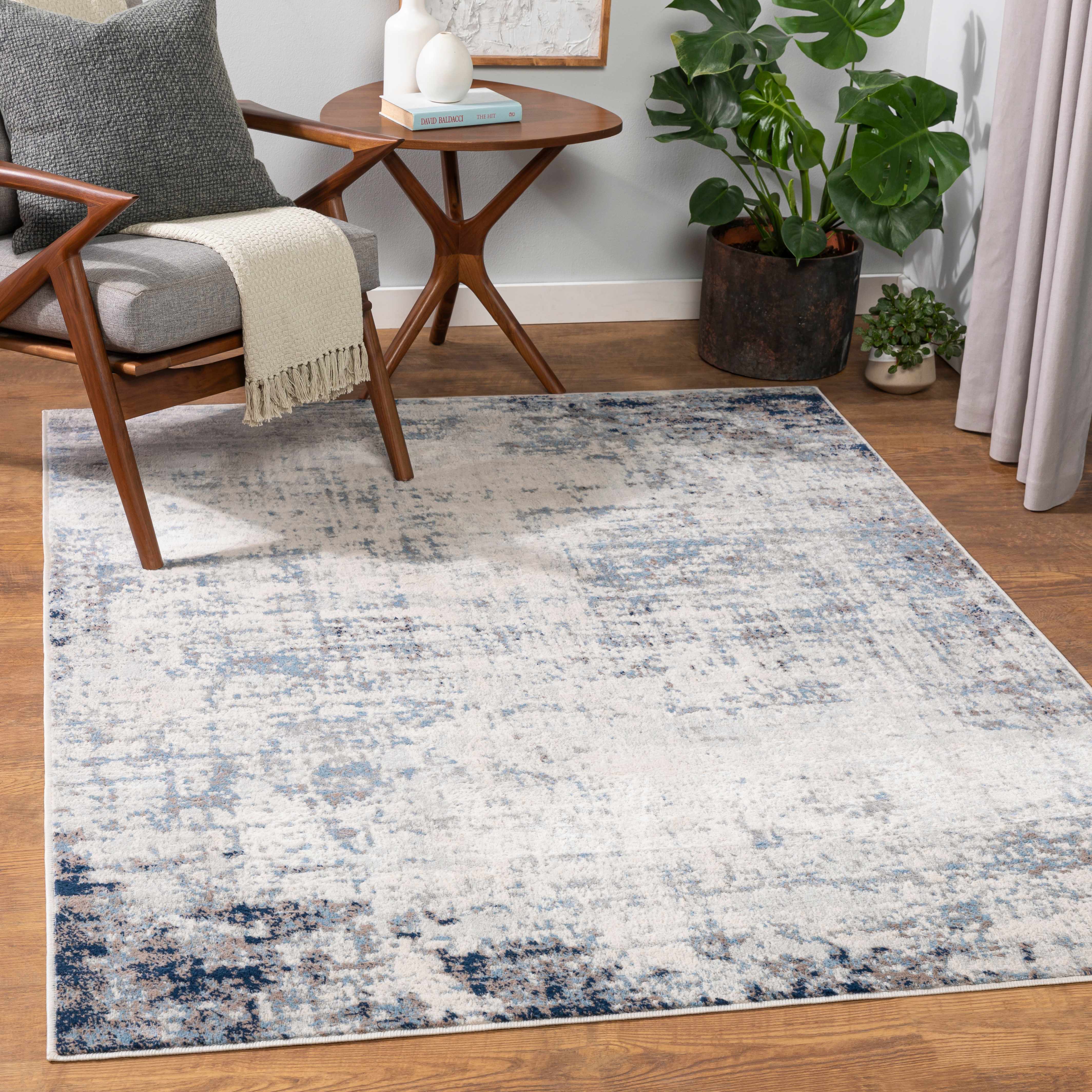 Texanna Abstract Blue/Gray Area Rug - Decor Addict, LLC