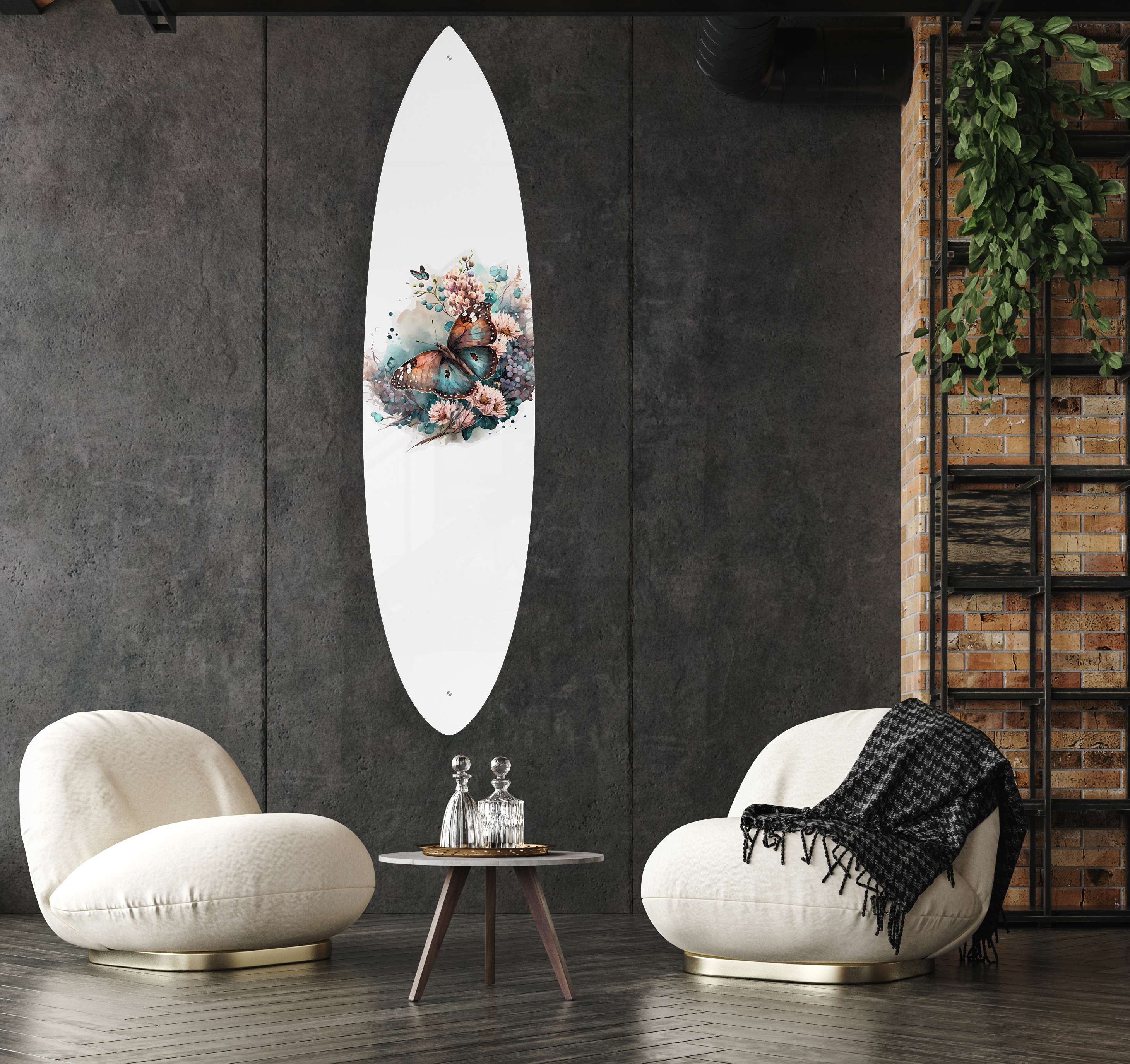 Butterflies Design Acrylic Surfboard Art - Decor Addict, LLC