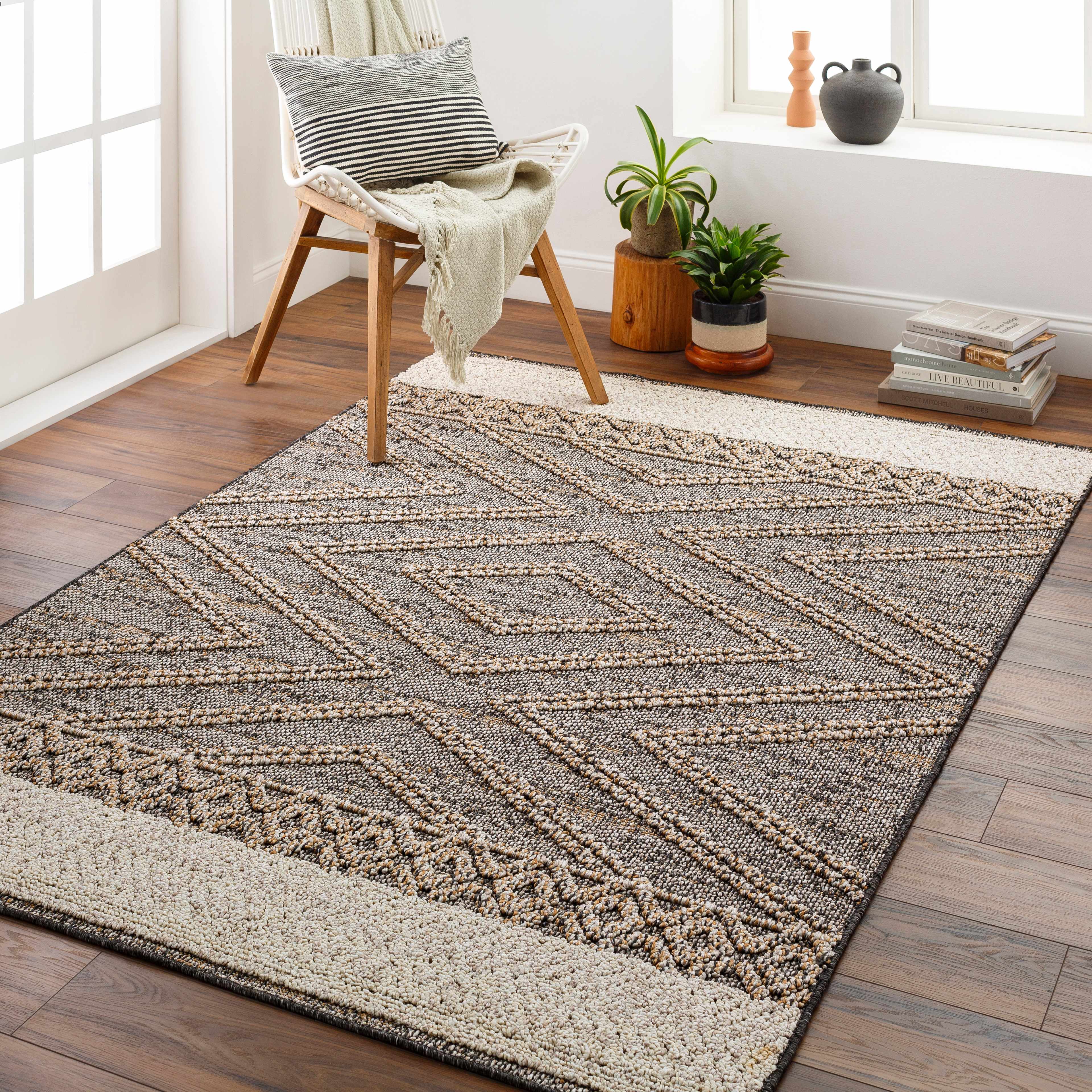 Beige Charcoal Areli Area Rug - Decor Addict, LLC