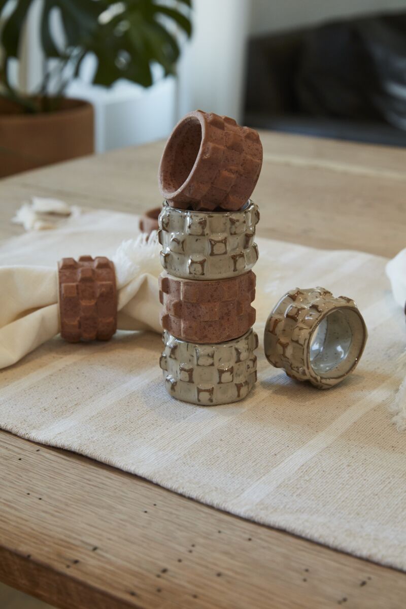 Tayrona Ceramic Napkin Rings set of 4 — 2" x 1.5" - Decor Addict, LLC