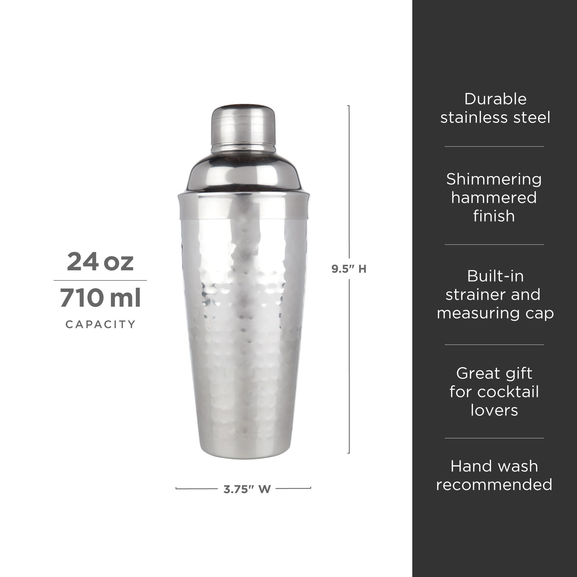 Irving Stainless Steel Hammered Cocktail Shaker - Decor Addict, LLC