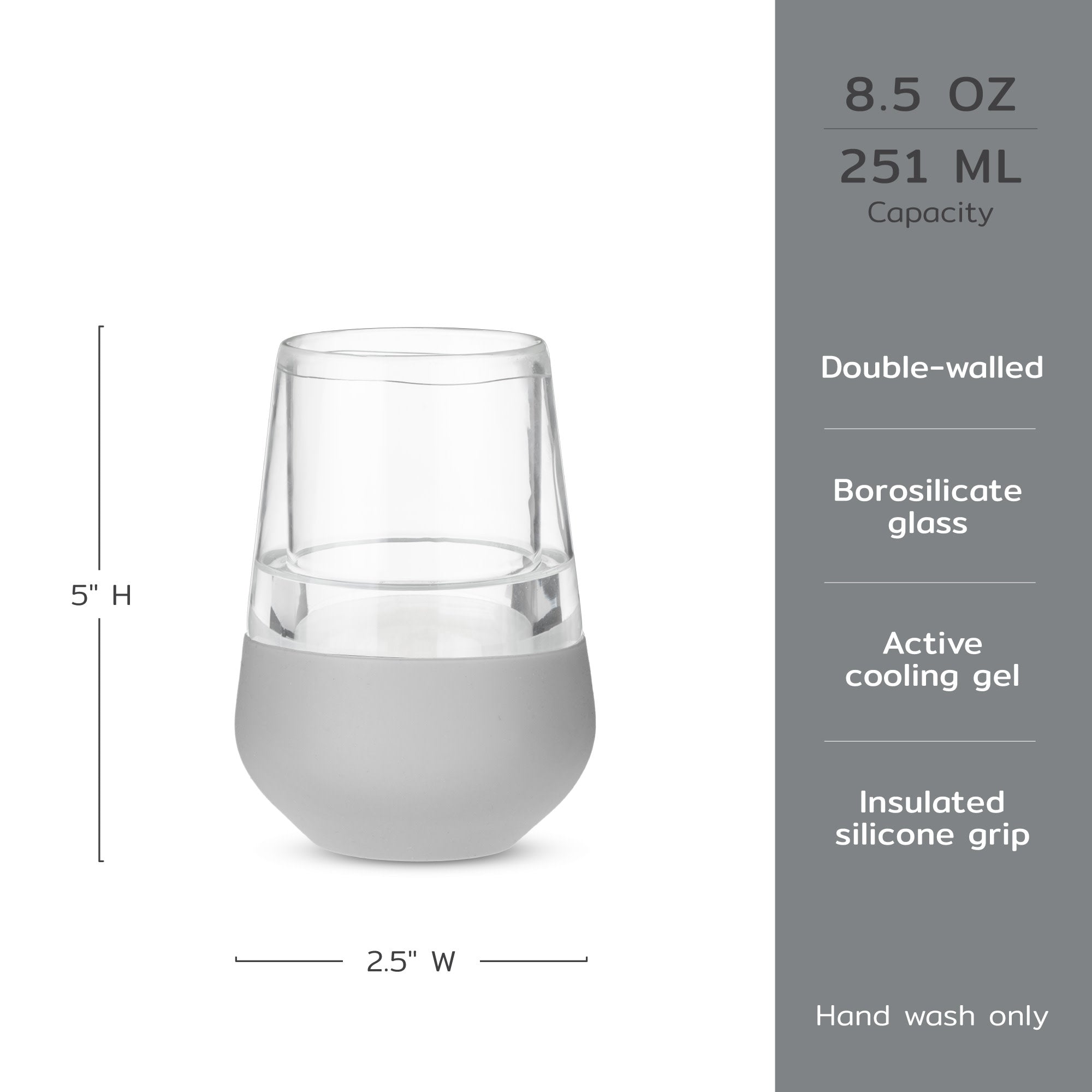 Glass Wine FREEZE™ in Gray, Set of 2 - Decor Addict, LLC