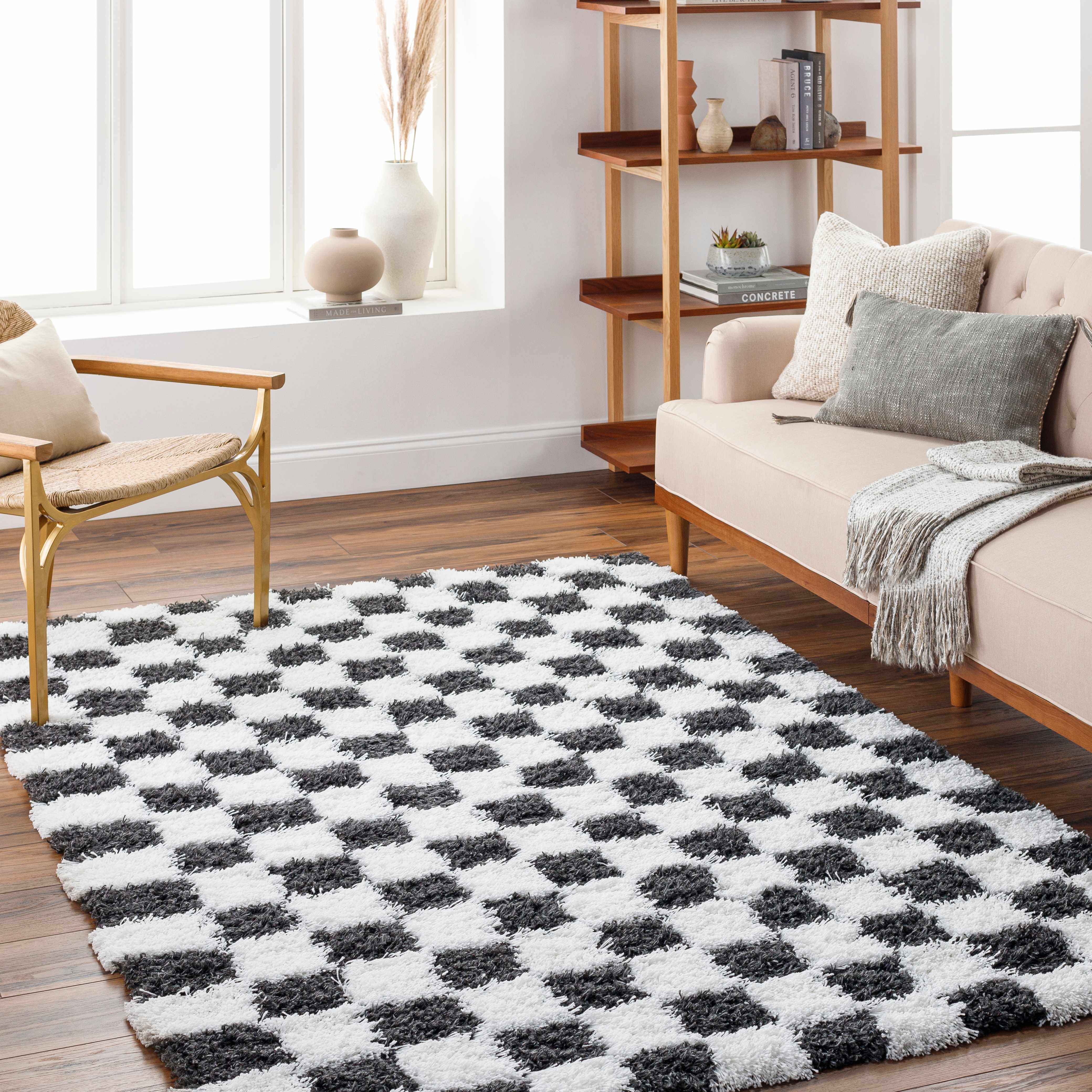 Atira Black & White Checkered Area Rug - Decor Addict, LLC