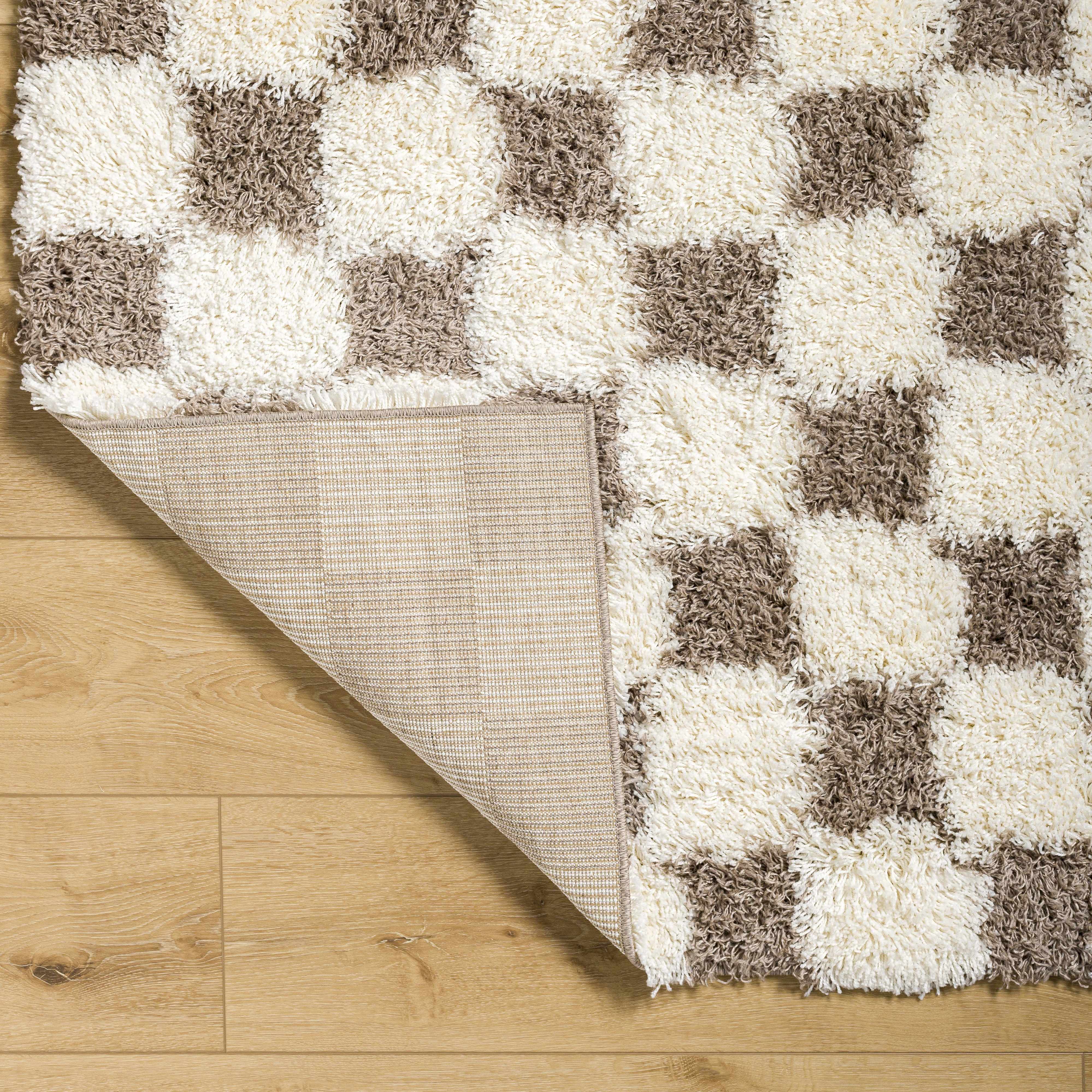 Atira Brown Checkered Area Rug - Decor Addict, LLC