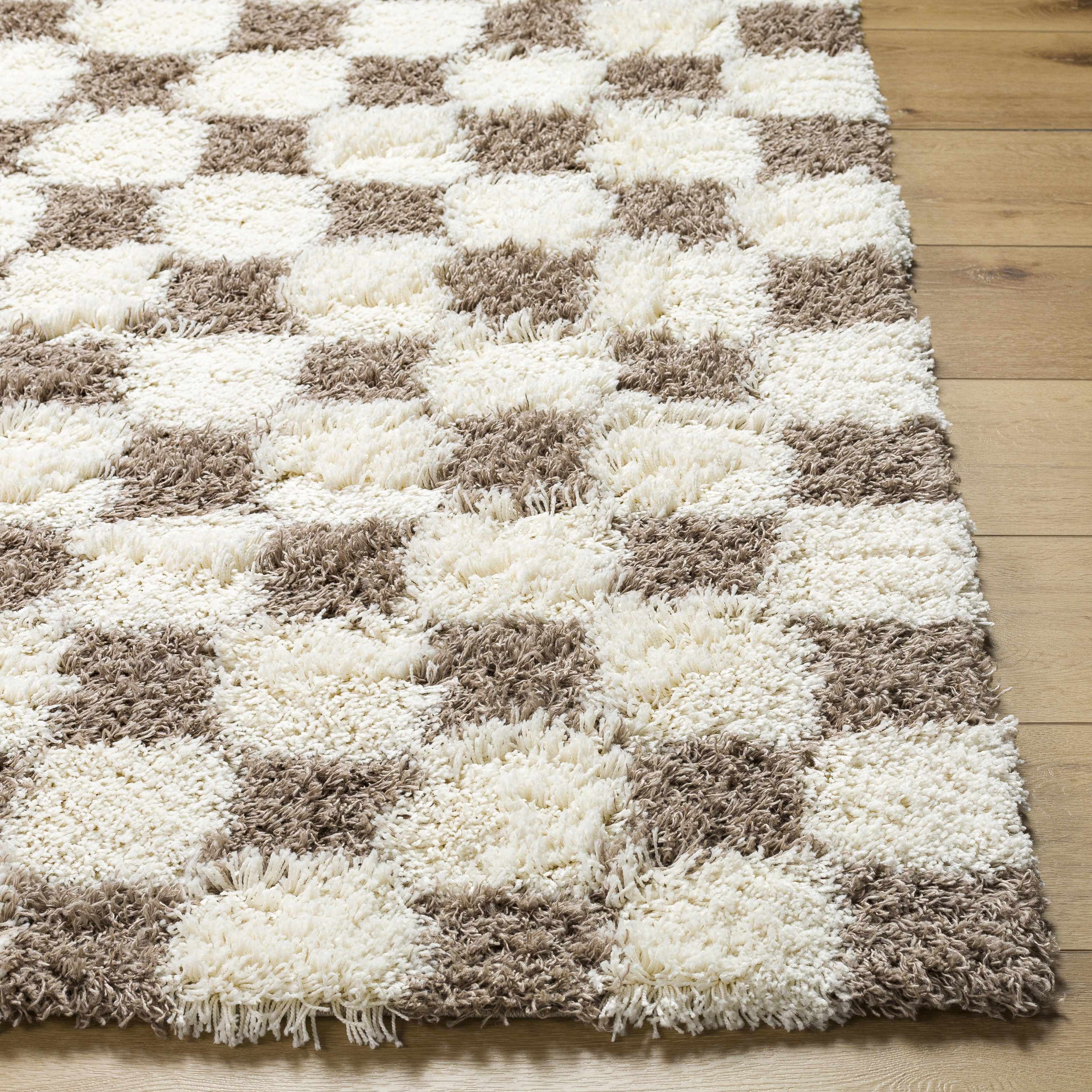 Atira Brown Checkered Area Rug - Decor Addict, LLC