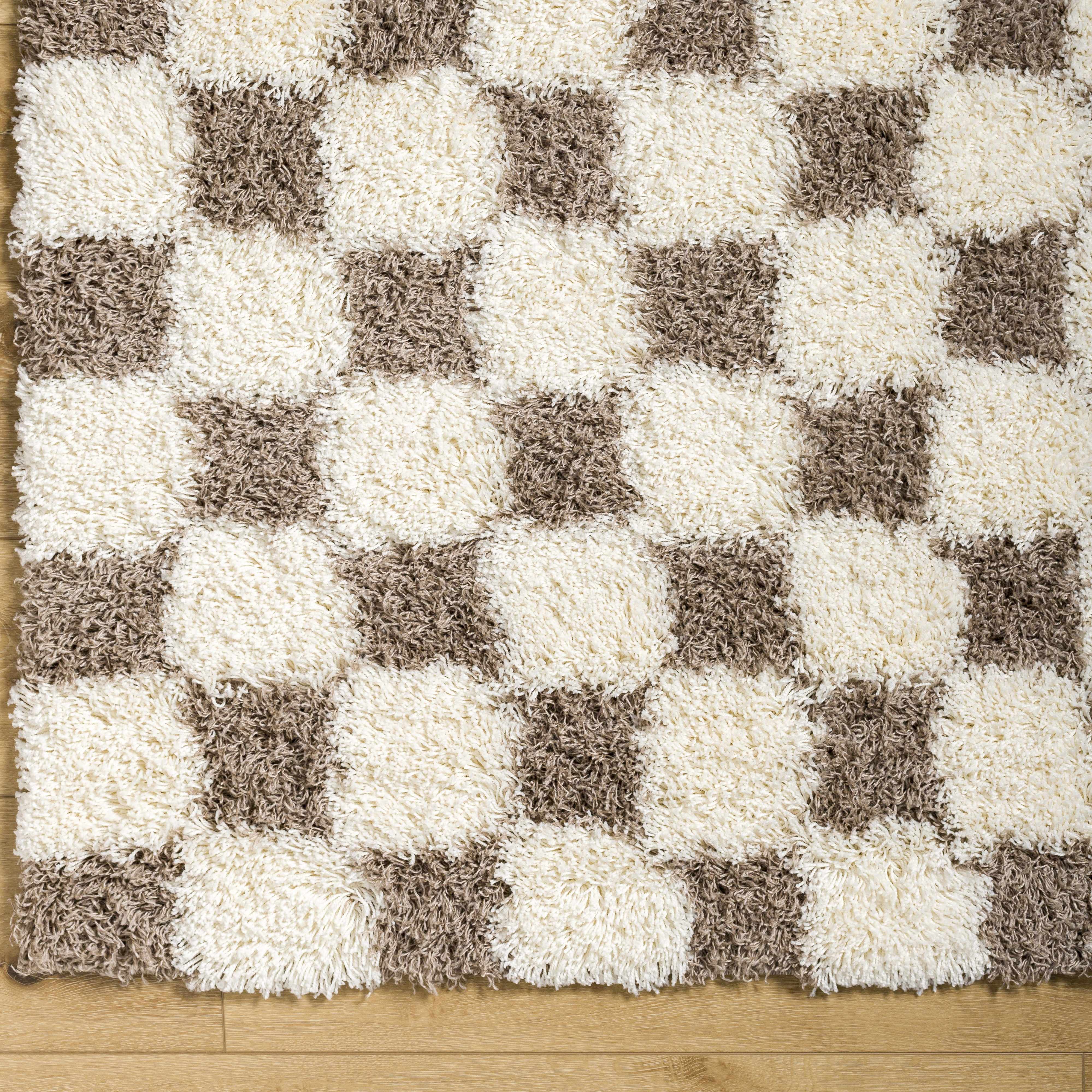 Atira Brown Checkered Area Rug - Decor Addict, LLC