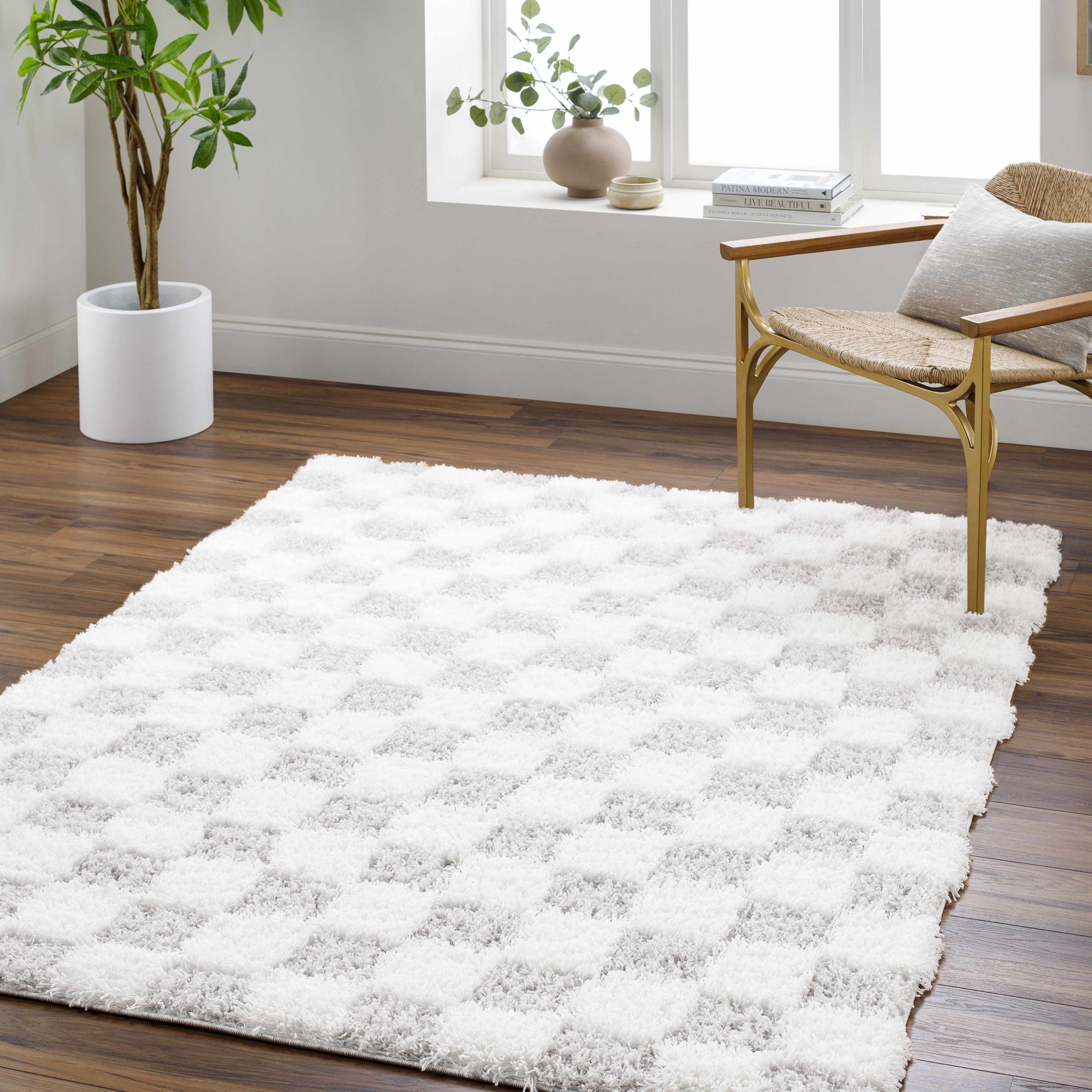 Atira Gray Checkered Area Rug - Decor Addict, LLC