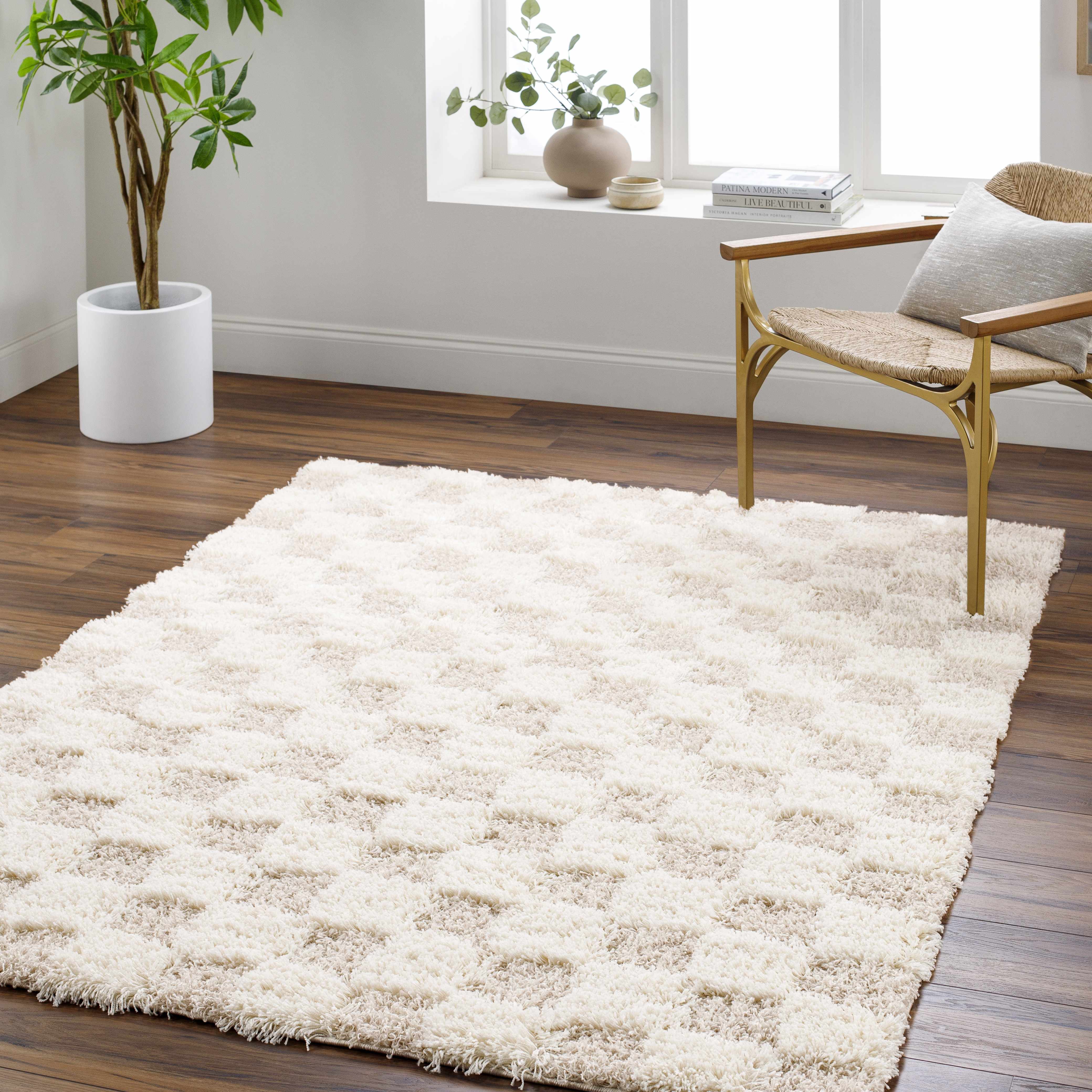 Atira Light Brown Checkered Area Rug - Decor Addict, LLC