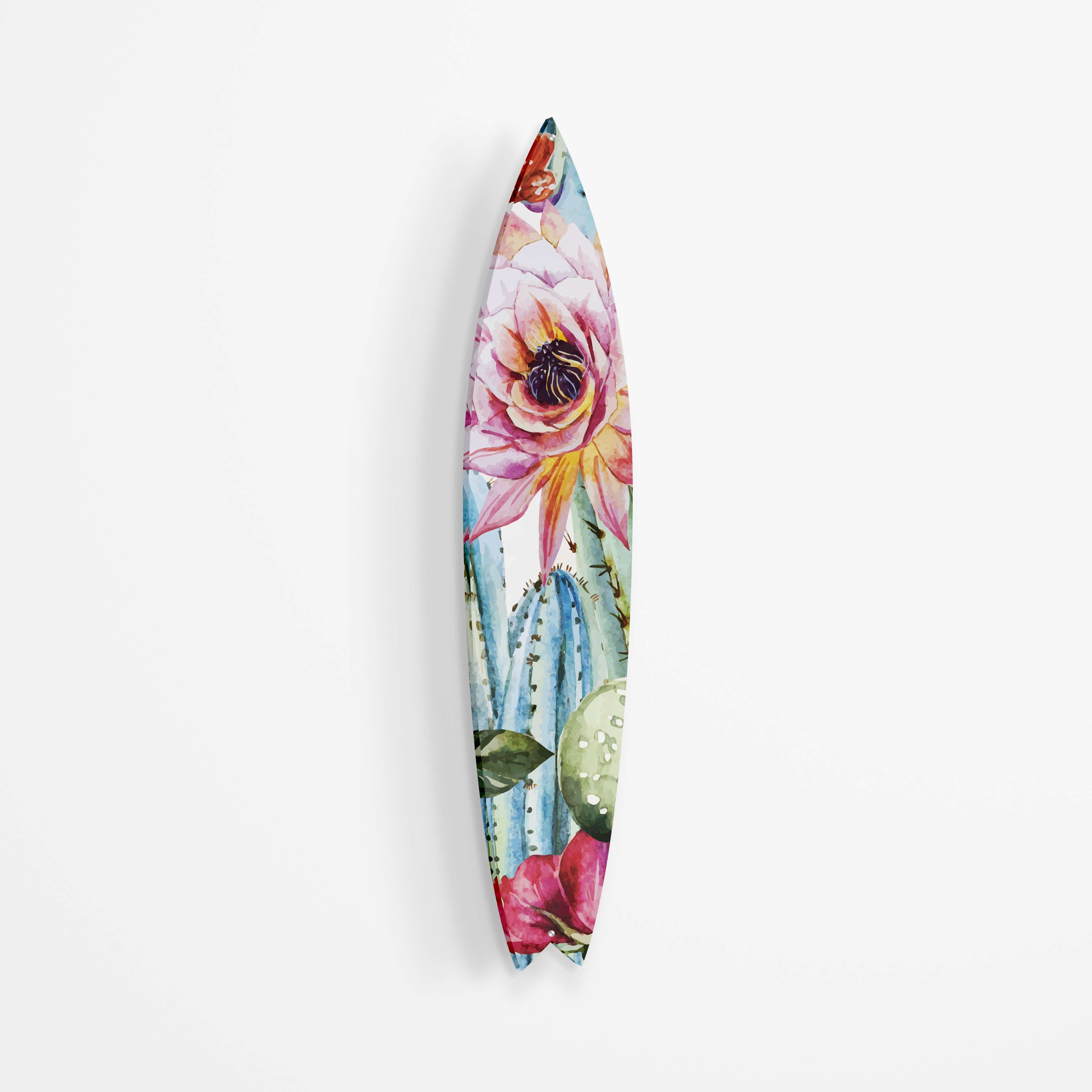 Cactus with Poppy Flowers Acrylic Surfboard Wall Art - Decor Addict, LLC