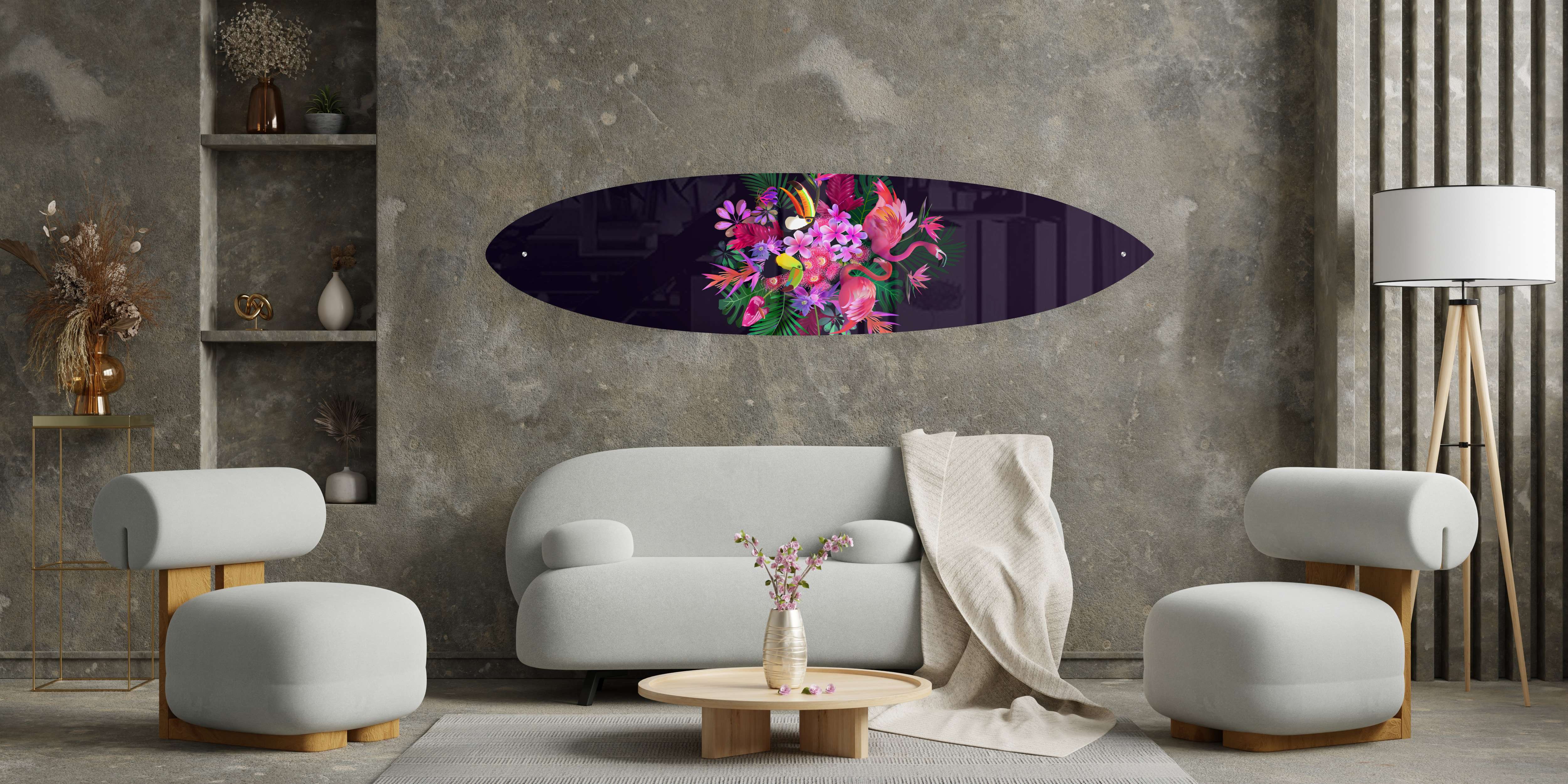 Exotic Flowers and Birds Acrylic Surfboard Wall Art - Decor Addict, LLC