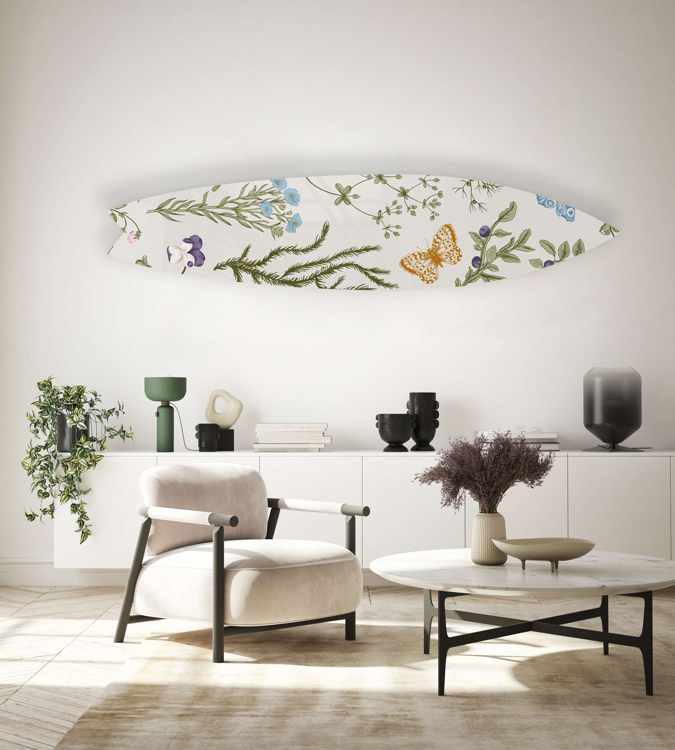 Herbs and Wild Flowers Acrylic Surfboard Wall Art - Decor Addict, LLC
