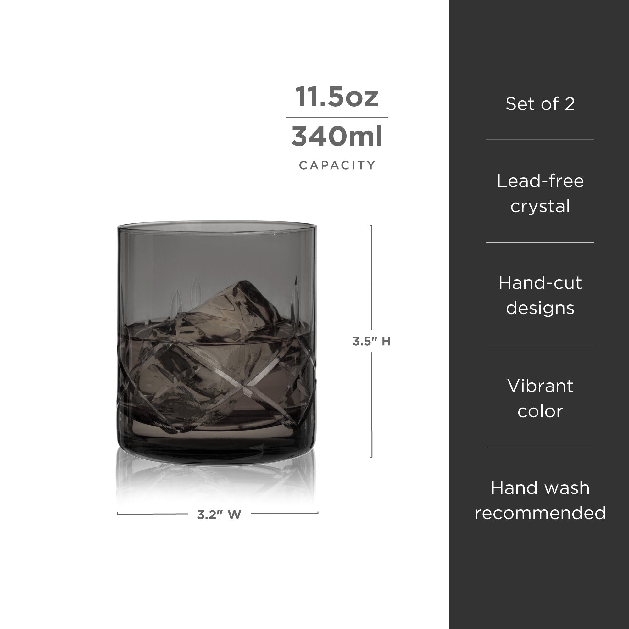 Admiral Crystal Rocks Glasses in Smoke Set of 2 - Decor Addict, LLC