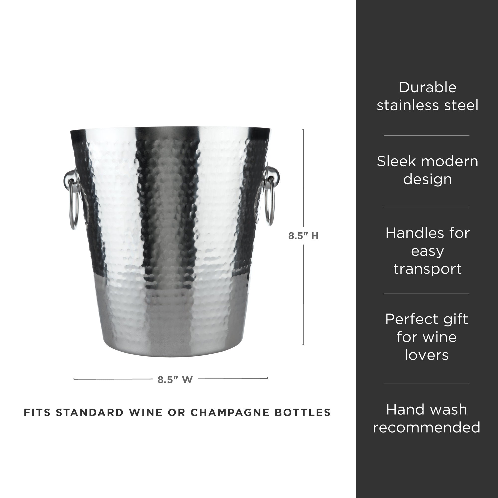 Irving Stainless Steel Hammered Ice Bucket - Decor Addict, LLC