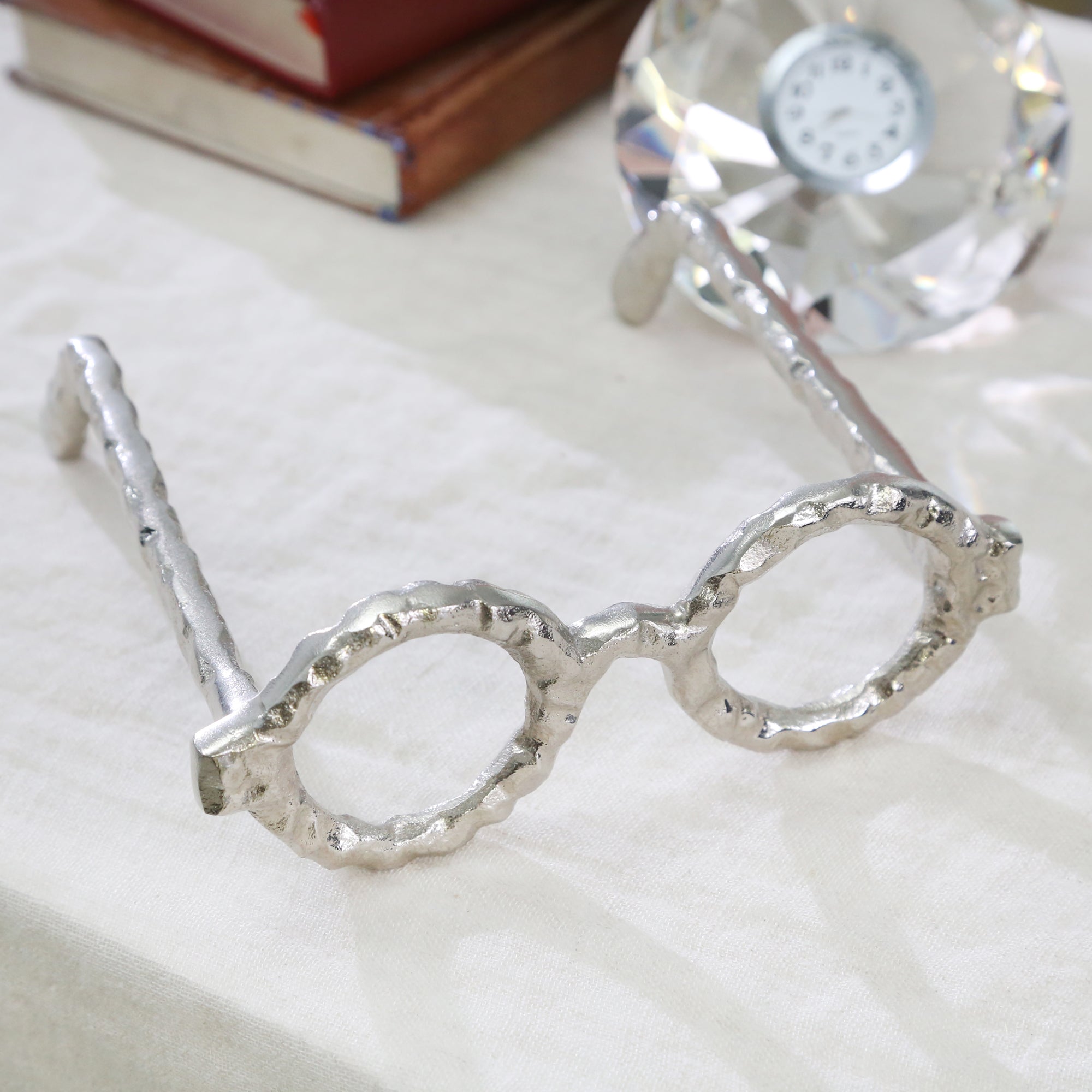 Aluminum Glasses Sculpture, Silver - Decor Addict, LLC