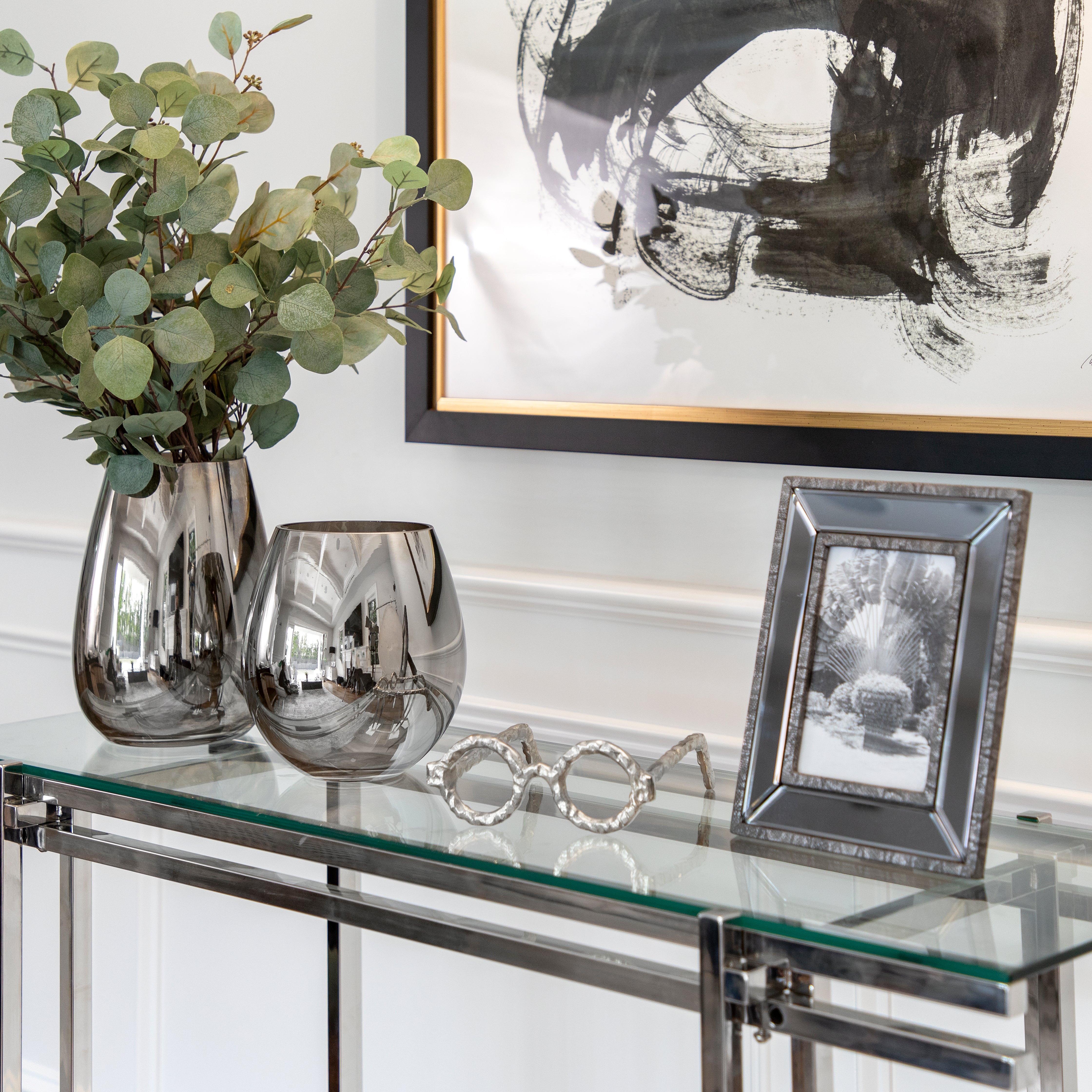 Glass 6"H Metallic Vase, Silver - Decor Addict, LLC