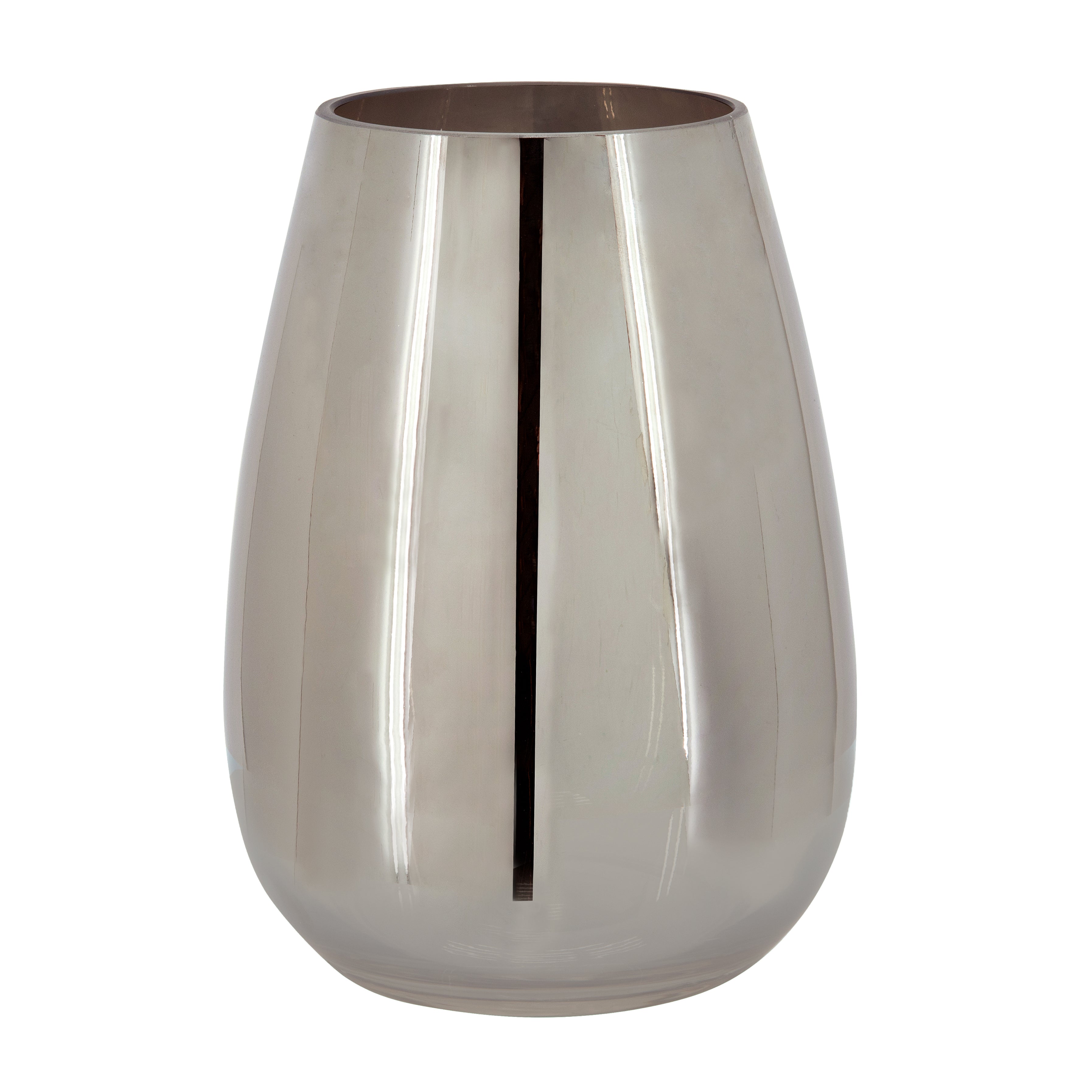 Glass 8"H Metallic Vase, Silver - Decor Addict, LLC