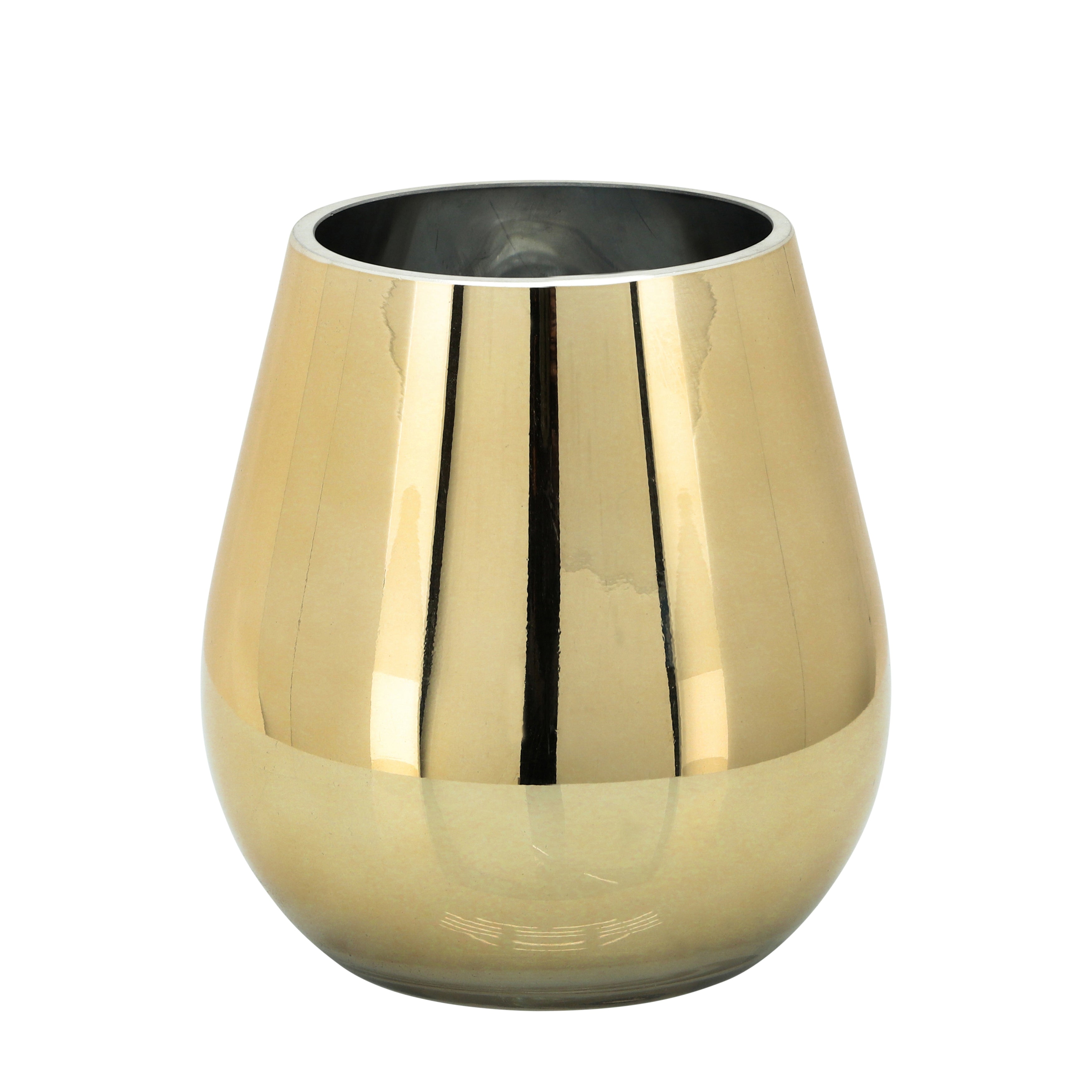 Glass 6"H Metallic Vase, Gold - Decor Addict, LLC