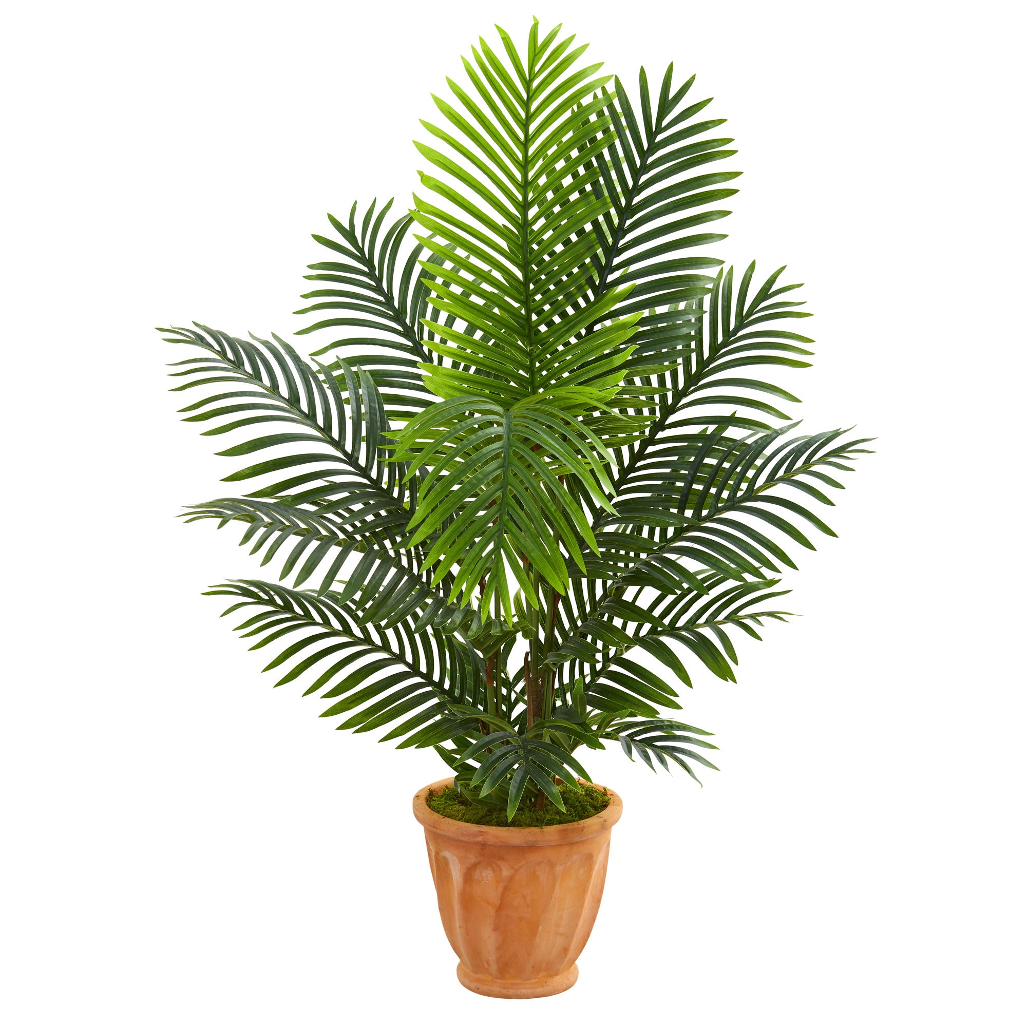 palm leaf planter Nearly Natural 4.5' Paradise Palm Artificial Tree in Terra Cotta Planter