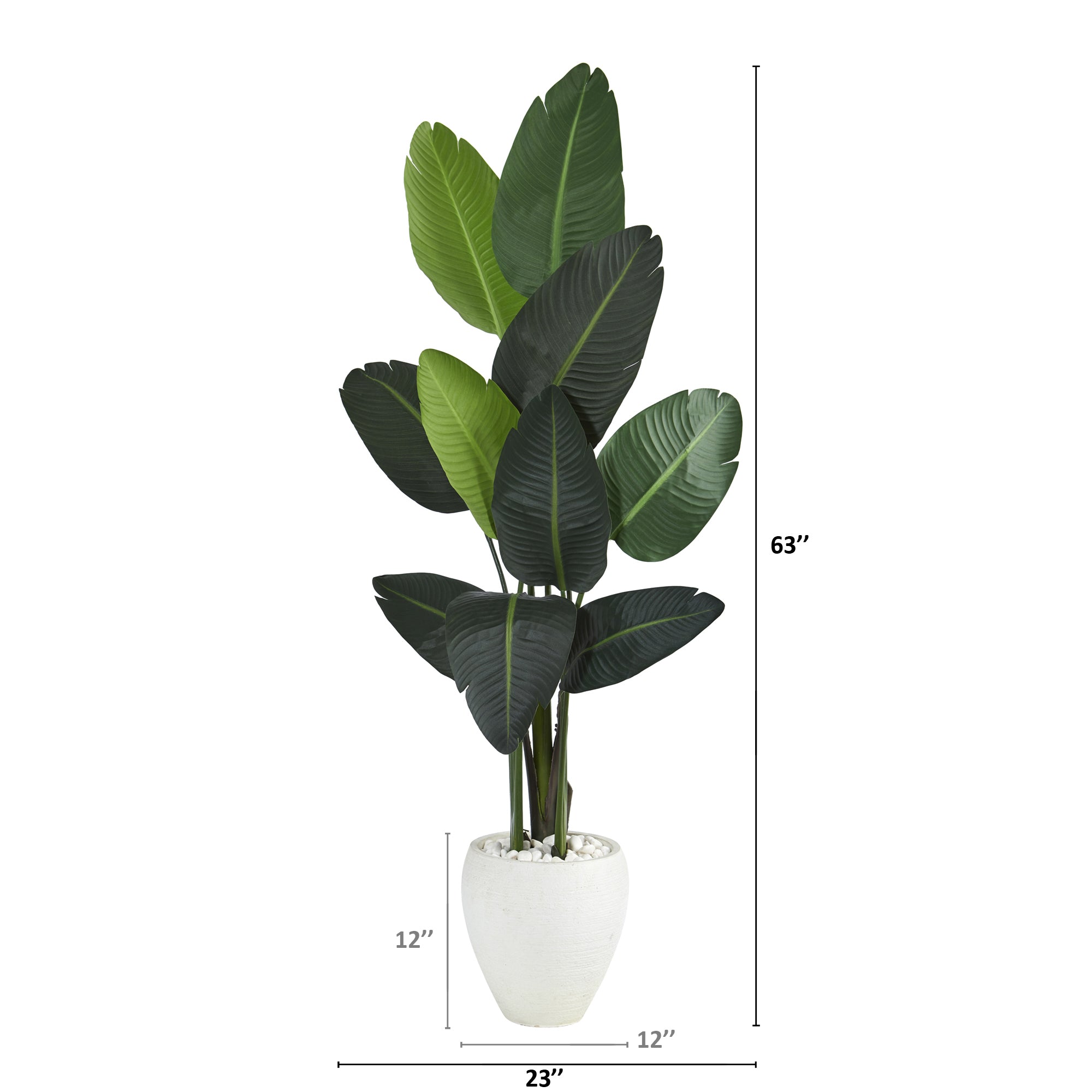 63” Traveler's Palm Artificial tree in White Planter - Decor Addict, LLC