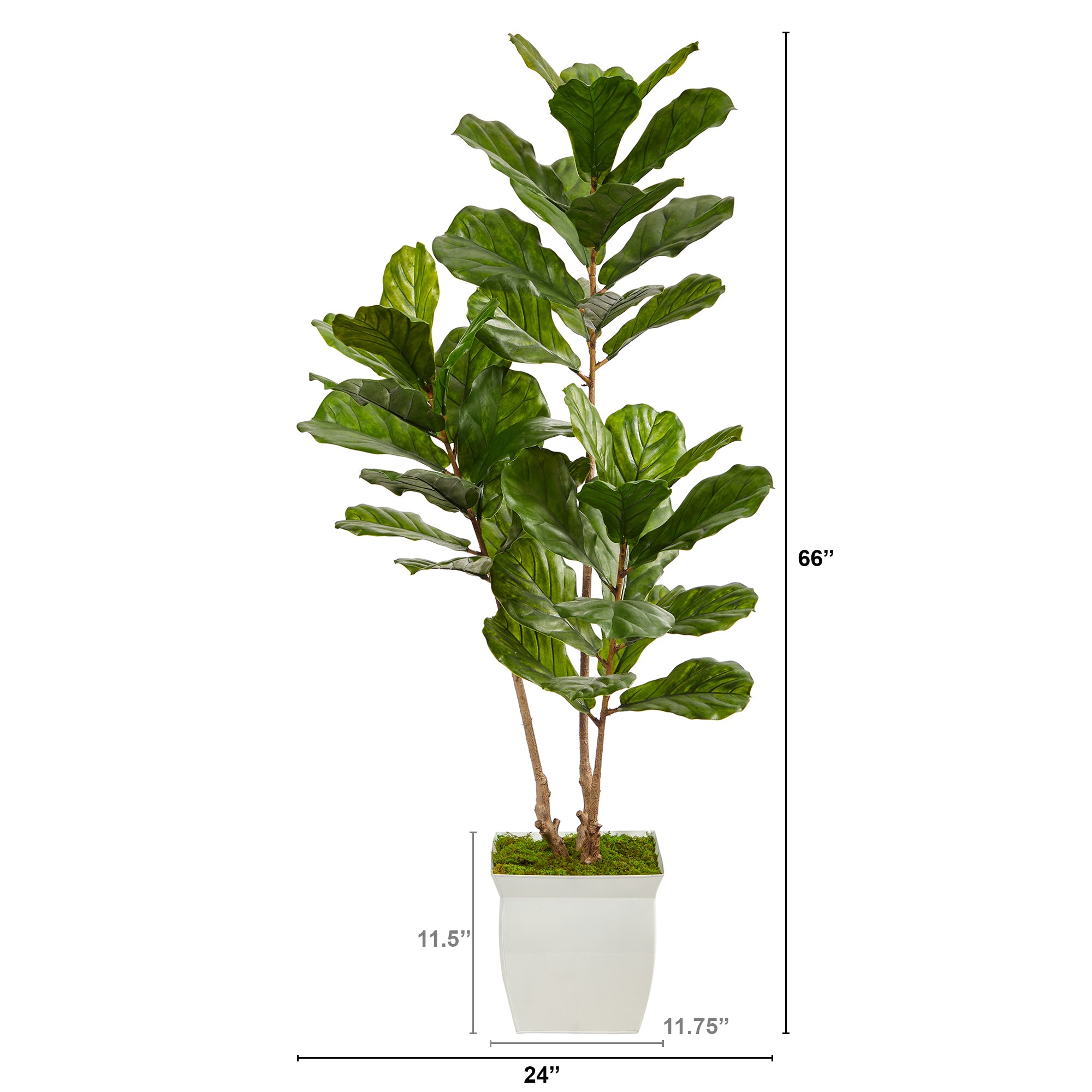 5.5’ Fiddle Leaf Artificial Tree in White Metal Planter UV Resistant (Indoor/Outdoor) - Decor Addict, LLC
