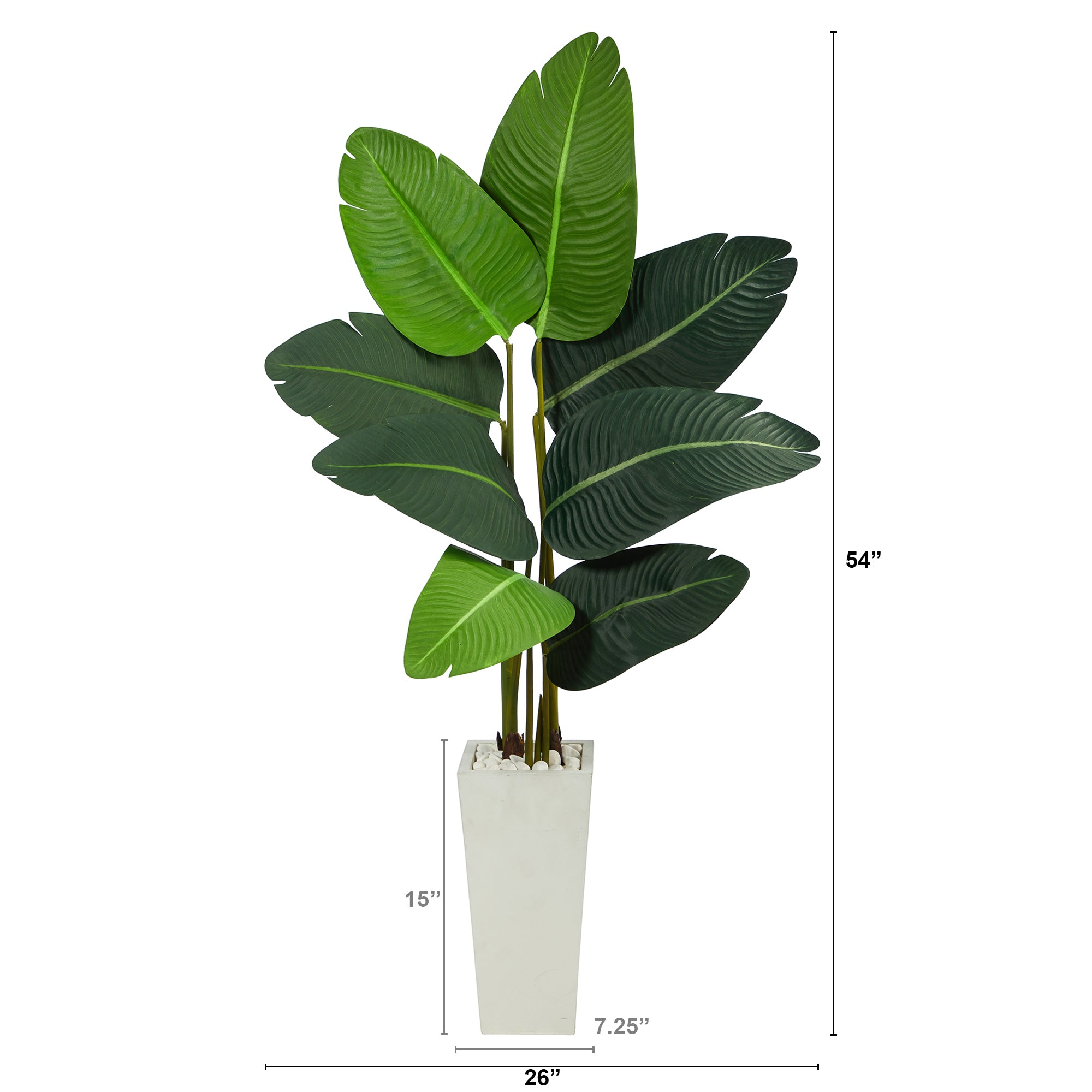 4.5’ Travelers Palm Artificial Tree in White Planter - Decor Addict, LLC