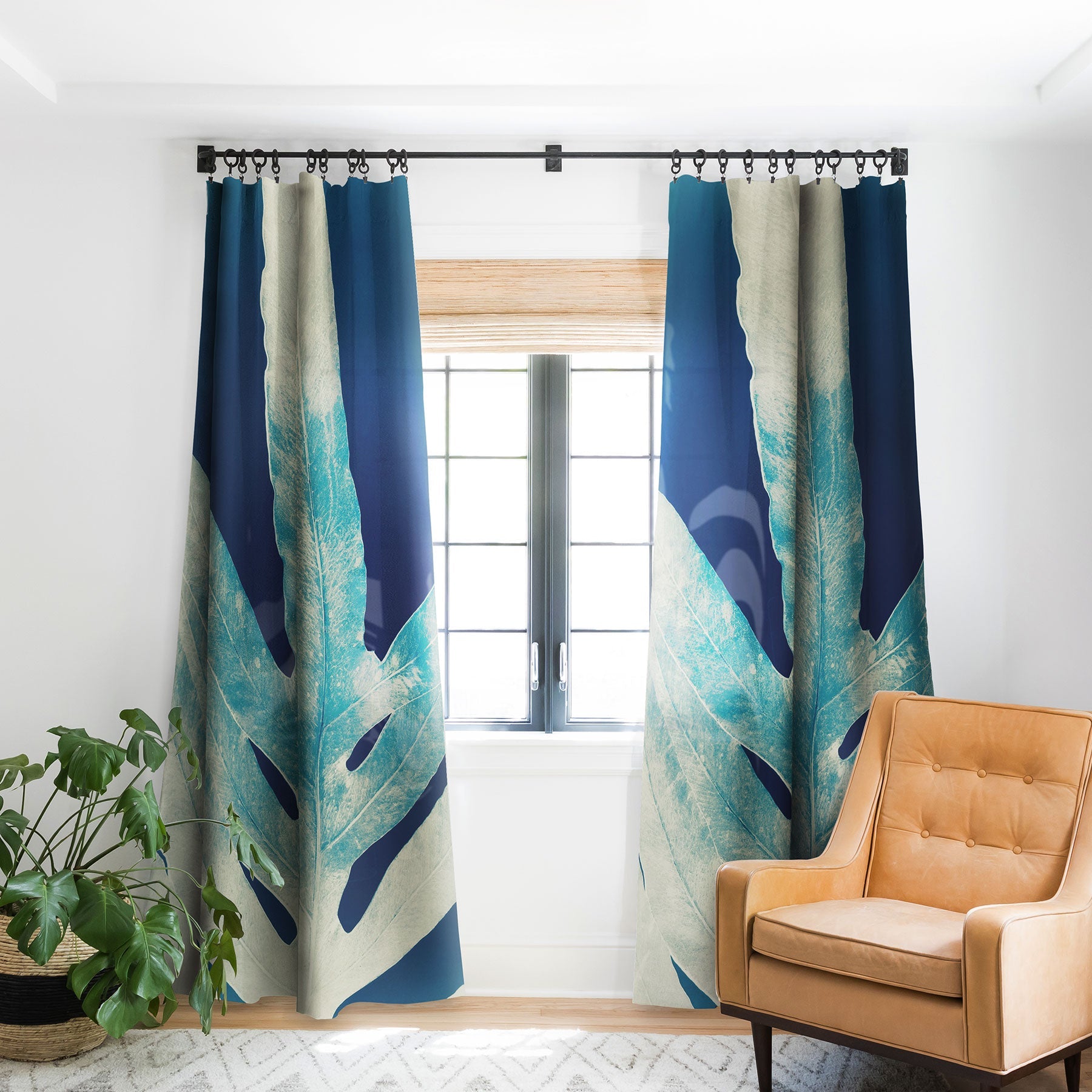 Anoellejay Green Fern at Midnight Bright Navy Window Treatment Collection - Decor Addict, LLC