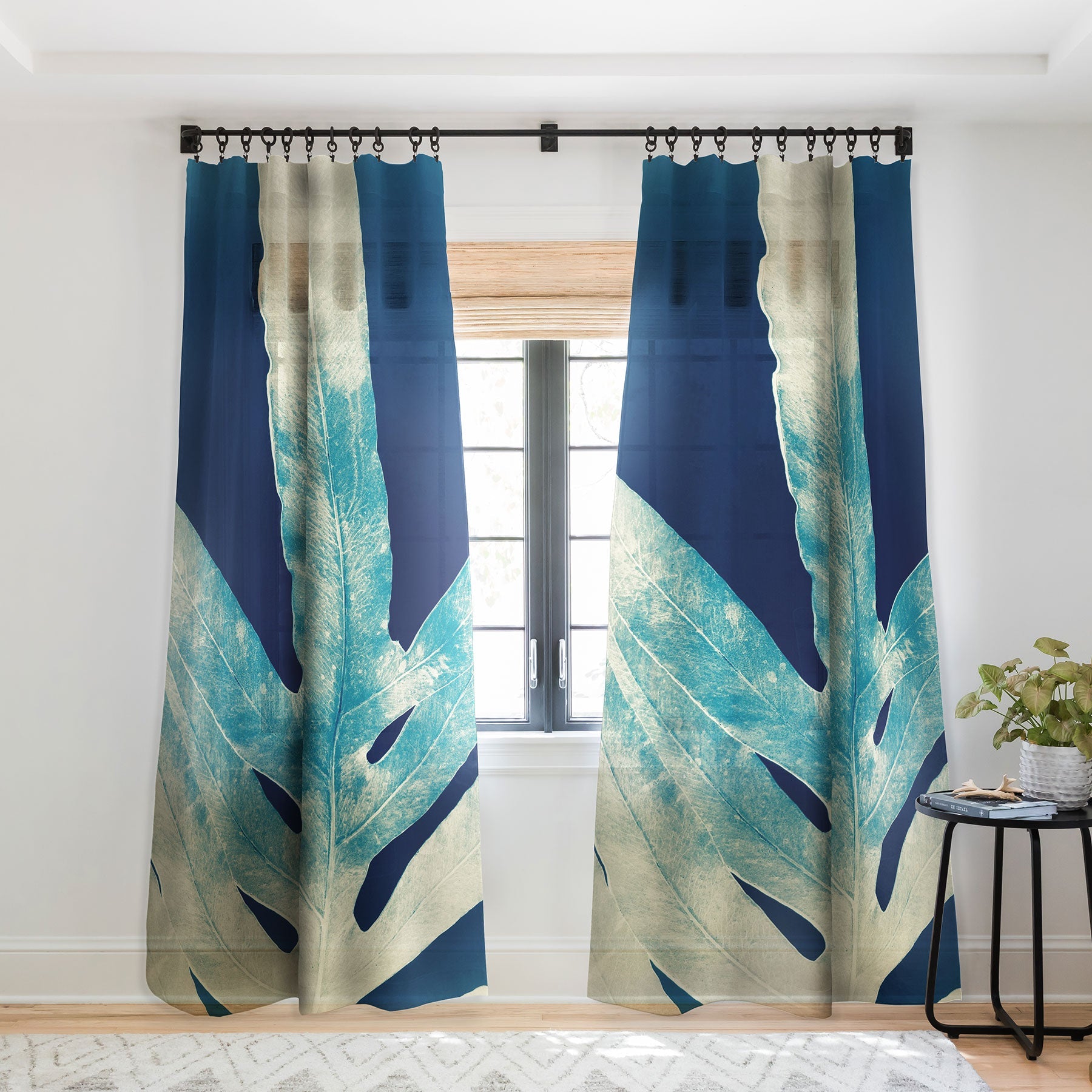 Anoellejay Green Fern at Midnight Bright Navy Window Treatment Collection - Decor Addict, LLC