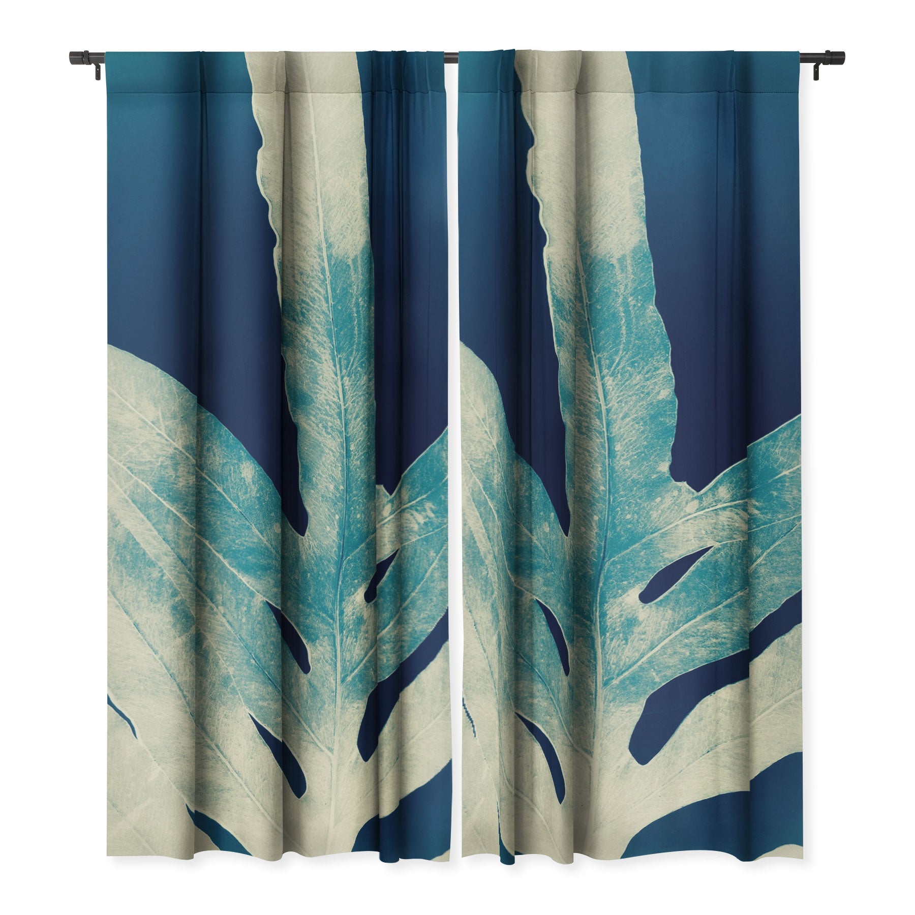 Anoellejay Green Fern at Midnight Bright Navy Window Treatment Collection - Decor Addict, LLC