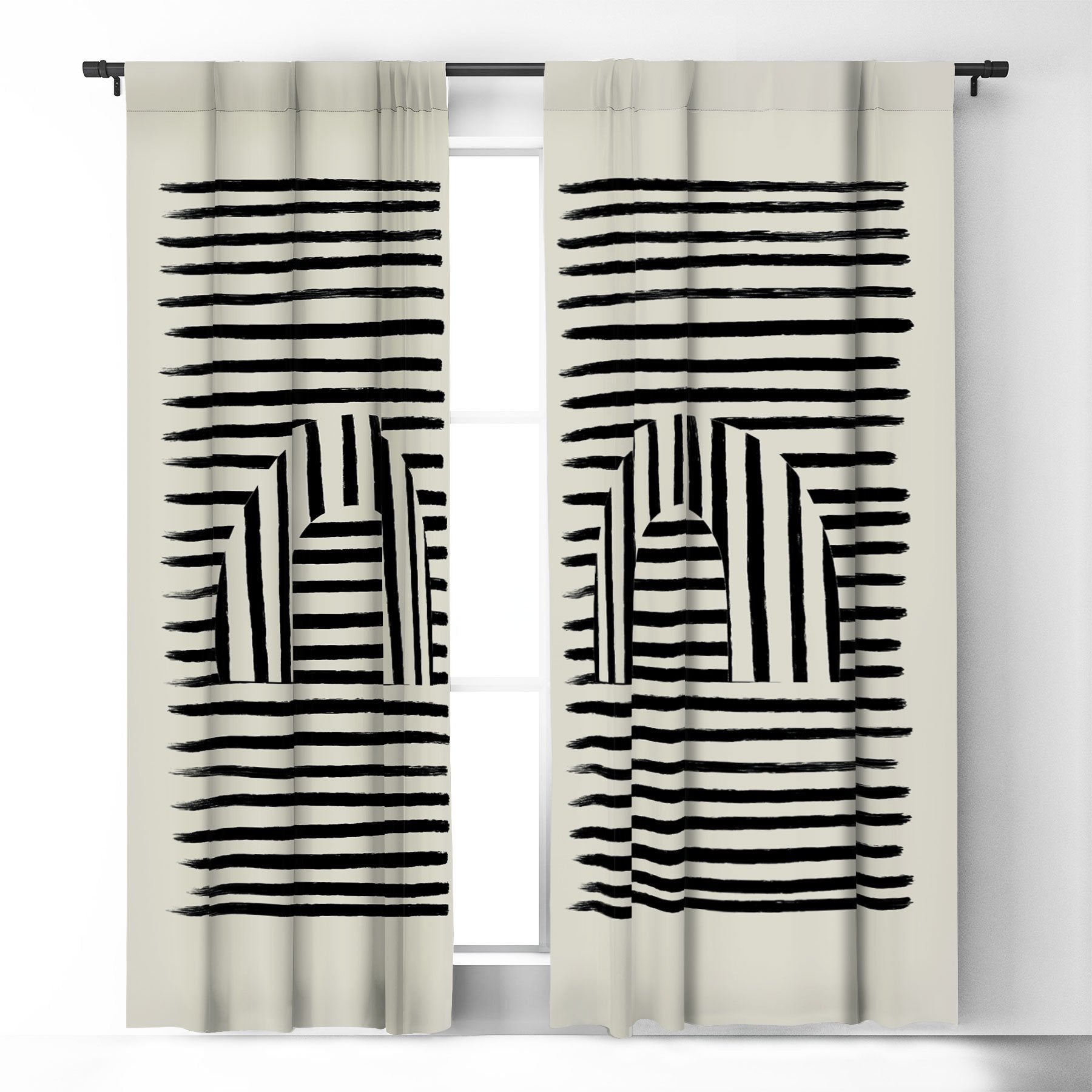 Bohomadic Studio Minimal Series Black Striped Arch Window Treatment - Decor Addict, LLC