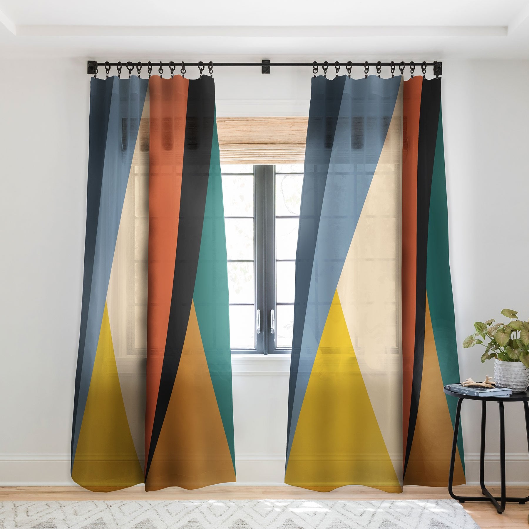 Colour Poems Geometric Triangles Bold Window Treatment - Decor Addict, LLC