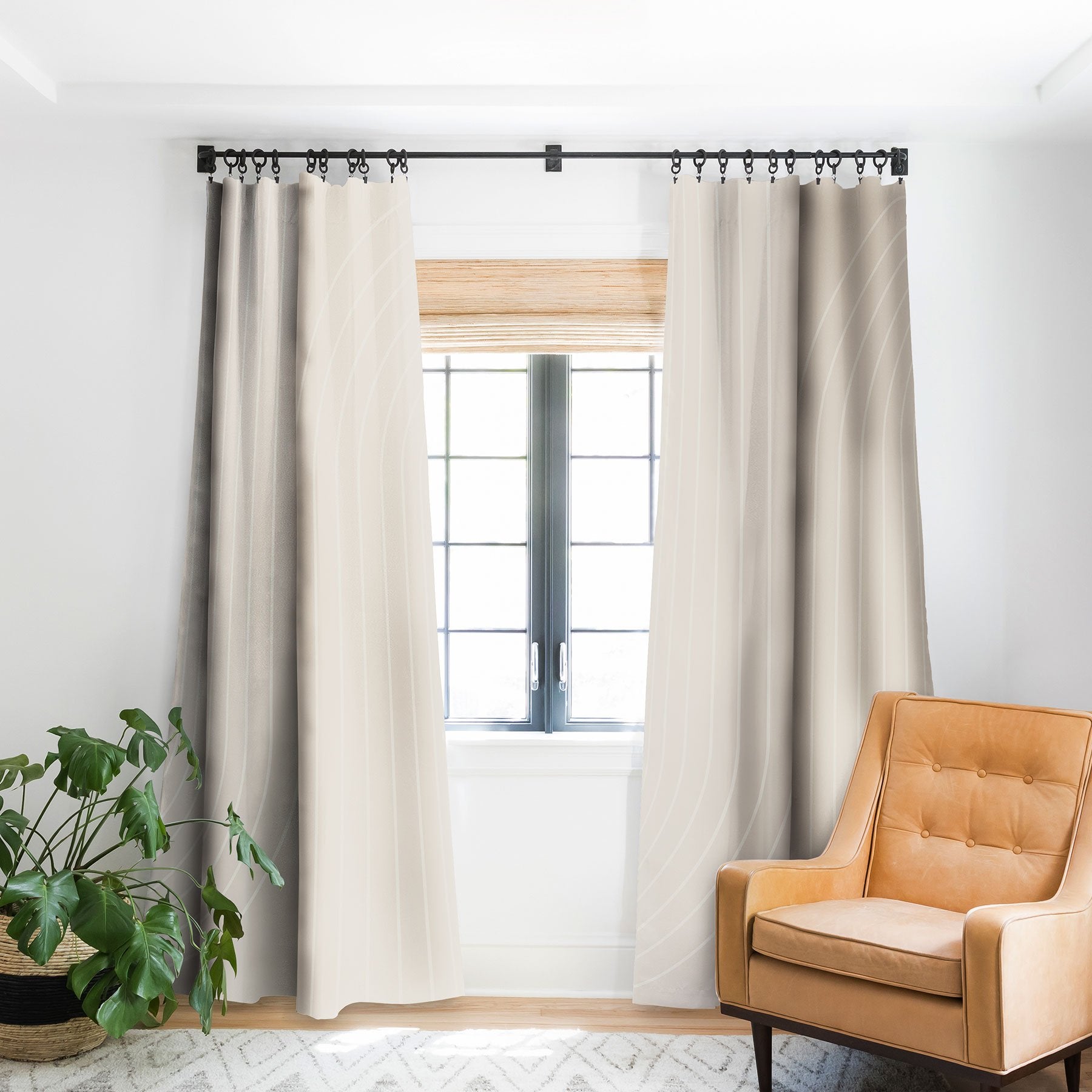 Colour Poems Minimal Line Curvature Off White Window Treatment - Decor Addict, LLC