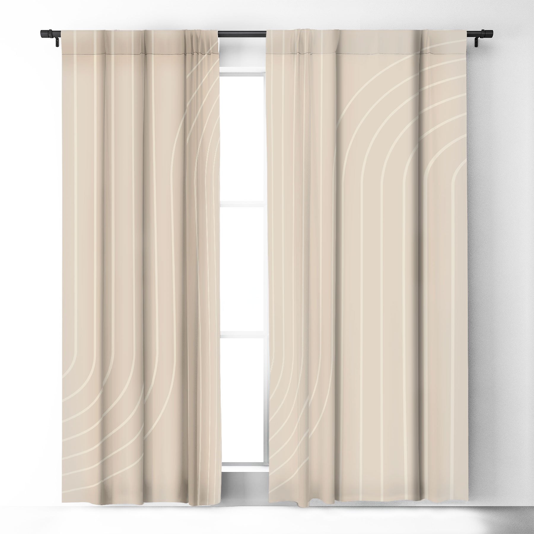 Colour Poems Minimal Line Curvature Off White Window Treatment - Decor Addict, LLC