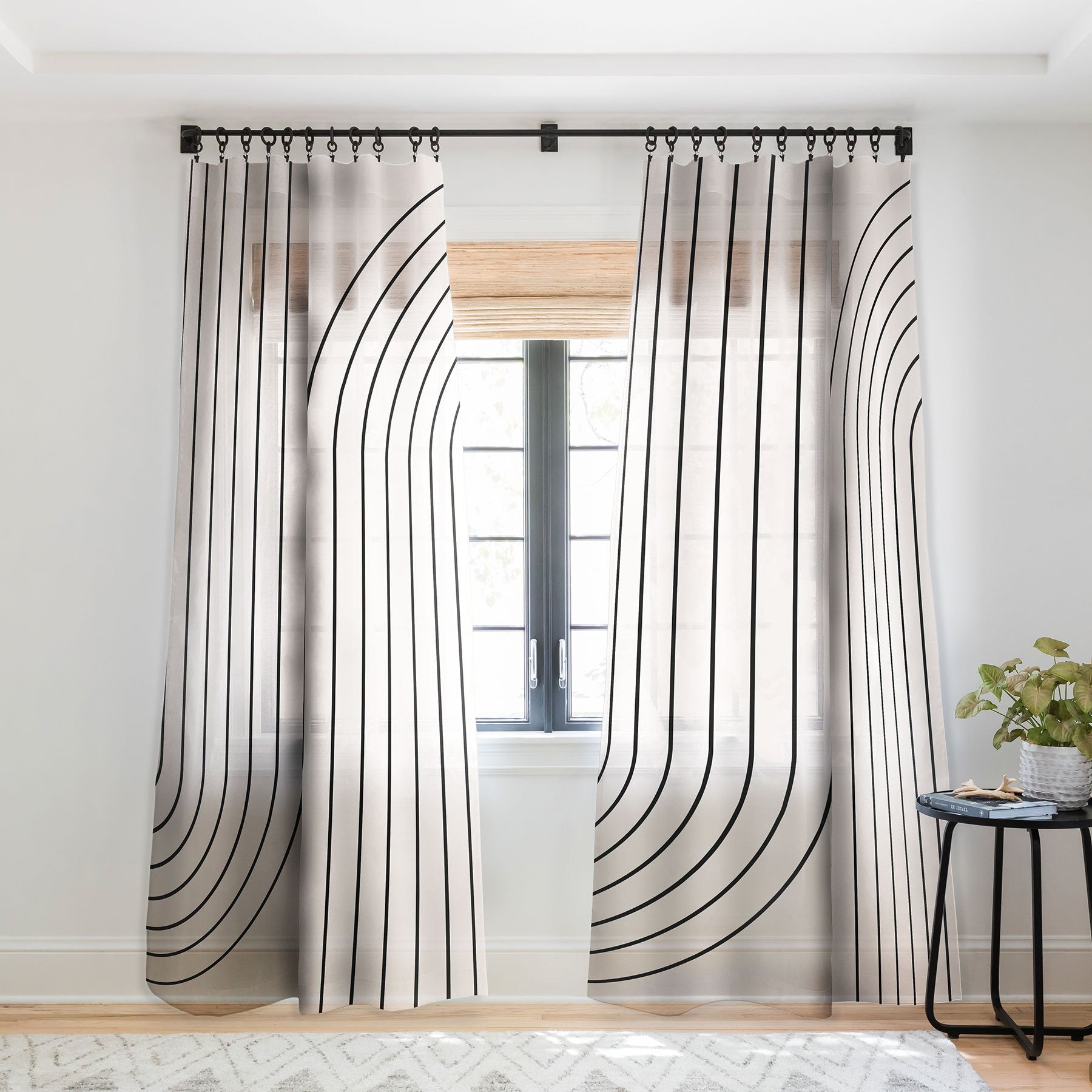 Colour Poems Minimal Line Curvature White Window Treatment - Decor Addict, LLC