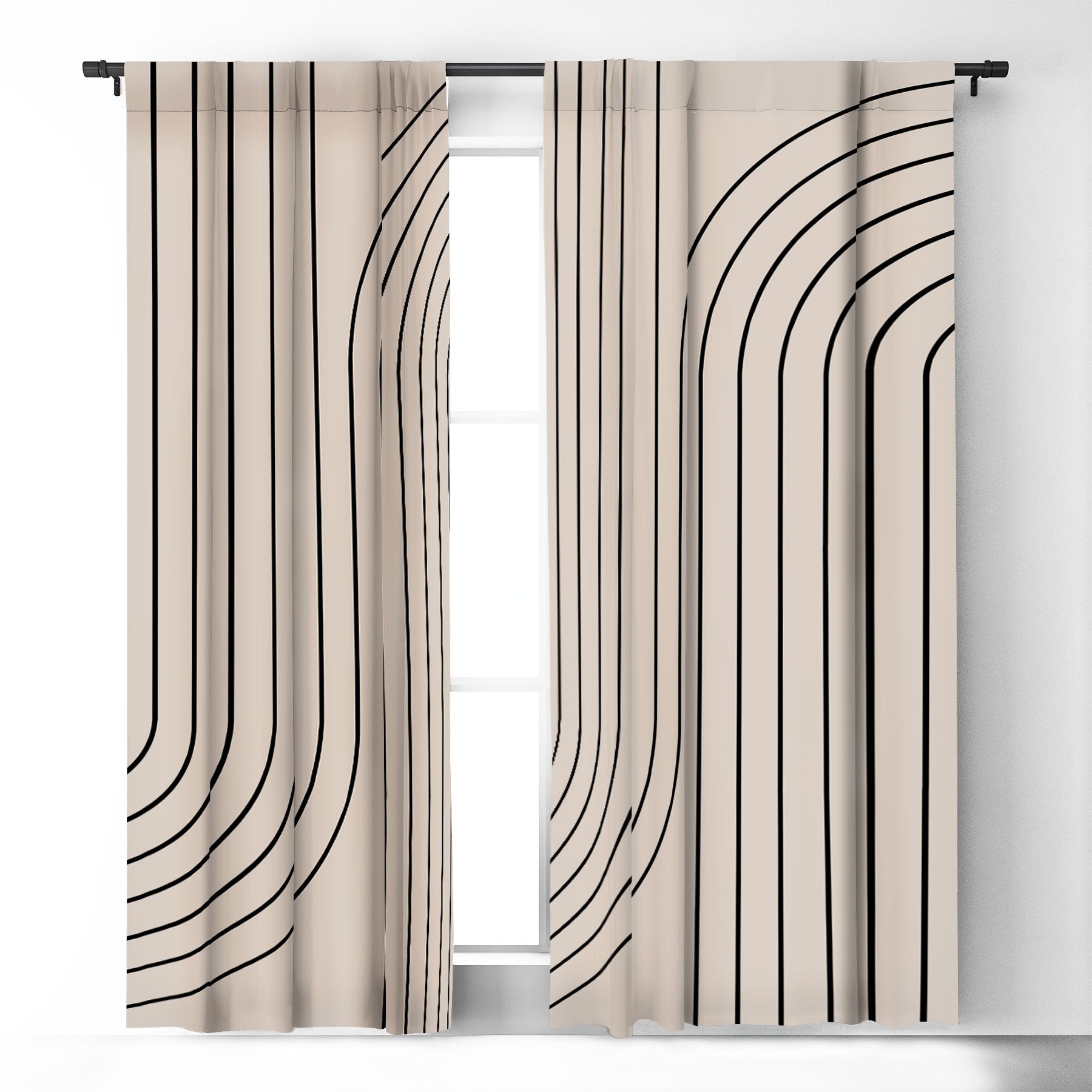 Colour Poems Minimal Line Curvature White Window Treatment - Decor Addict, LLC